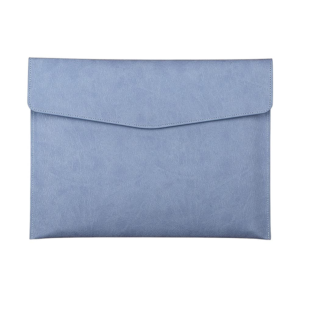Premium PU Leather File Folder Organizer - Snap Button Envelope Cover for Documents, Letters & Papers - Portable Flat Document Holder (Black, Blue) - Ideal for Office, School & Travel Use