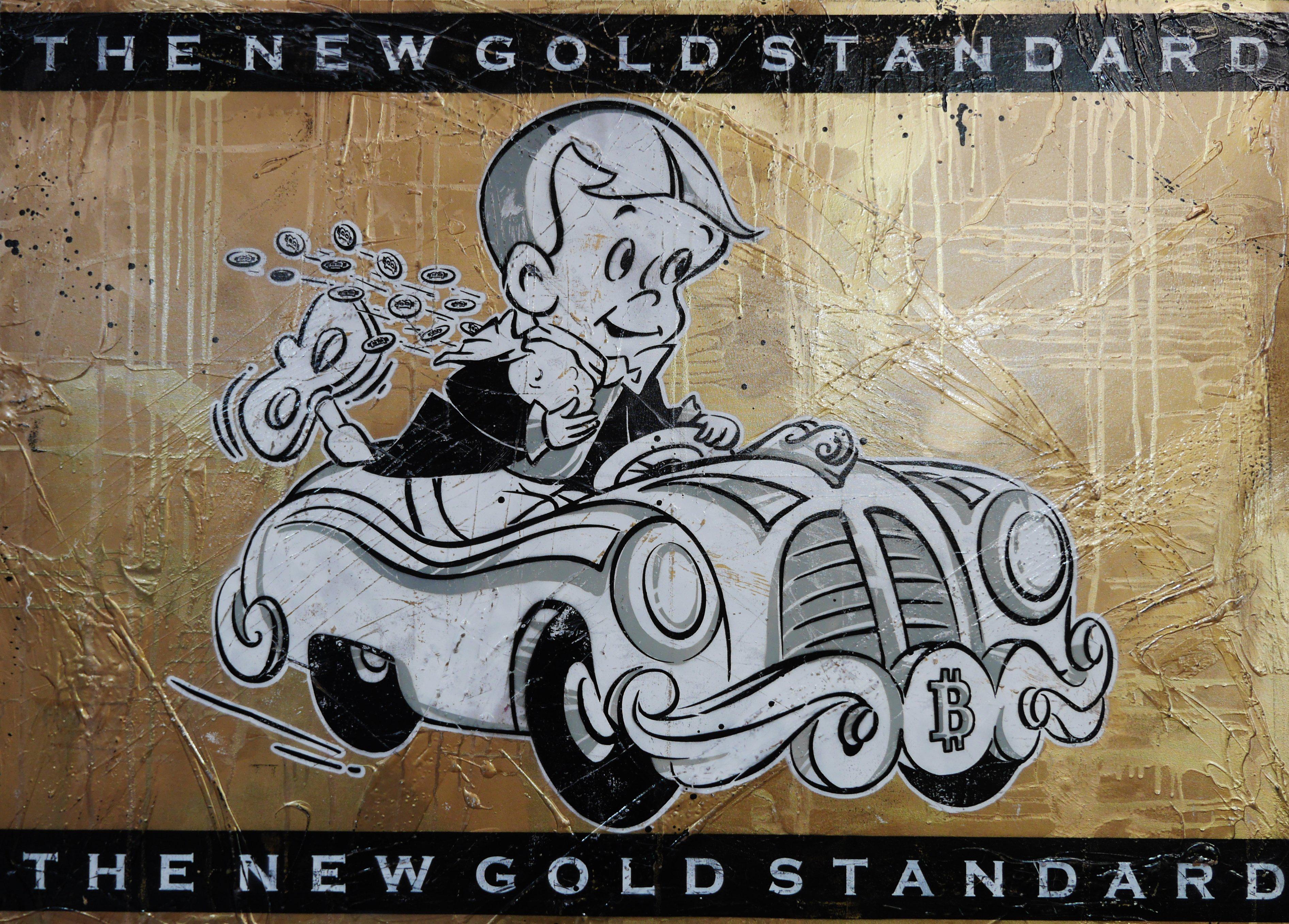 Richie Rich Bitcoin Gold Standard V3 140cm x 100cm Wall Art - Perfect for Home Office Decor, Crypto Enthusiast Gifts & Modern Living Room Design