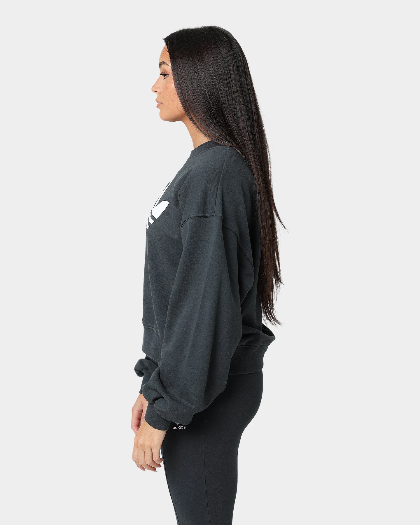 Adidas Women's Crewneck Sweatshirt - Carbon Heather Casual Pullover for Gym, Running & Everyday Wear