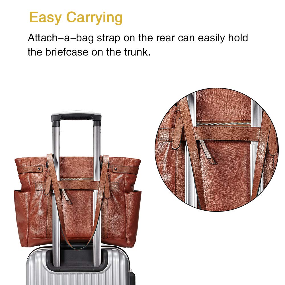 CLUCI Genuine Leather Laptop Tote Bag for Women - 15.6 Inch Professional Work Shoulder Briefcase - Perfect for Office, Business Travel & Daily Commute
