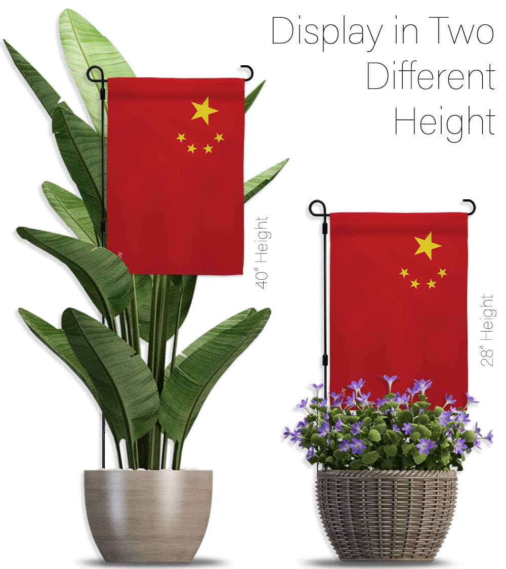Americana Home & Garden China Garden Flag Set with Stand - Double-Sided House Decoration Banner for Yard, Patio & Outdoor - Regional Nation International World Country Themed - Made in USA - Perfect for Holidays, Events & Seasonal Decor