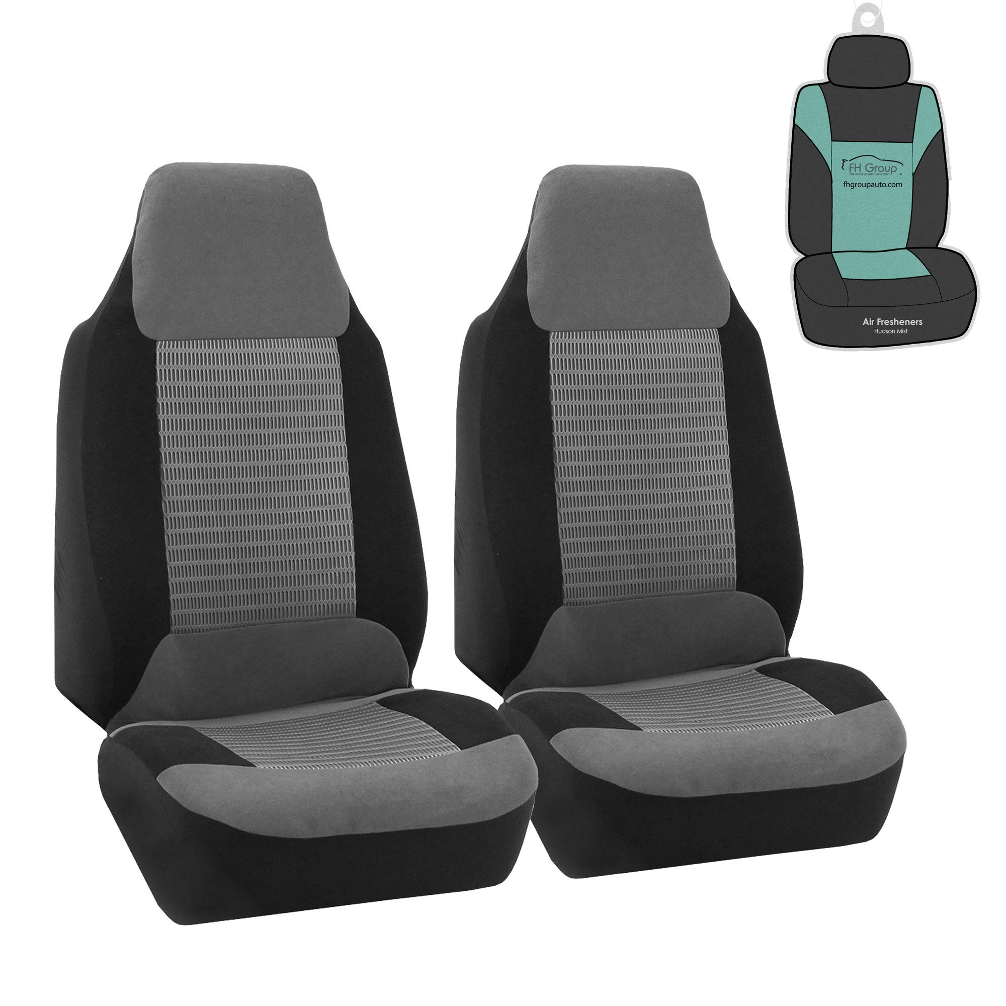 Premium Universal Car Seat Covers for Cars, Trucks & SUVs - FH Group Soft Fabric Front Set (Gray) | Perfect for Road Trips, Daily Commute & Vehicle Protection