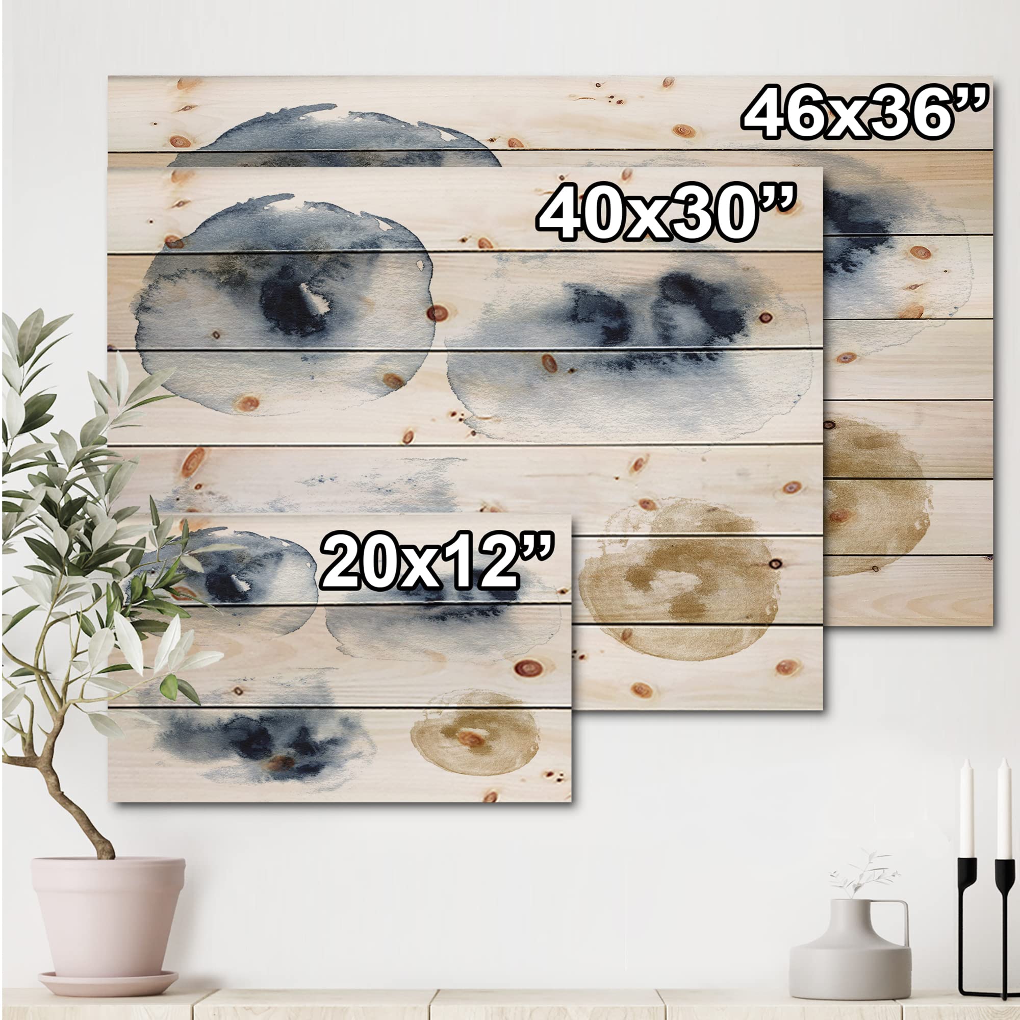 Abstract Dark Blue & Gold Cloud Modern Wood Wall Art - Contemporary Wooden Wall Decor, Large Pine Wood Wall Panels - Perfect for Living Room, Bedroom, Office & Home Decor