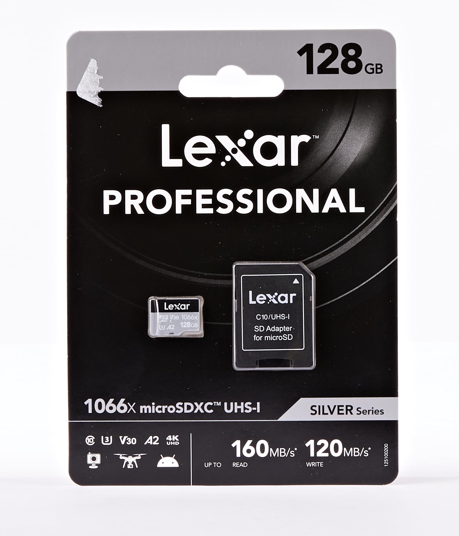 Lexar Professional 1066x 128GB Micro SDXC UHS-I Card with SD Adapter - Up to 160MB/s Read Speed - Compatible with Action Cameras, Drones, Smartphones & Tablets - Perfect for 4K Video Recording, Gaming & High-Performance Storage (LMS1066128G-BNAAG)