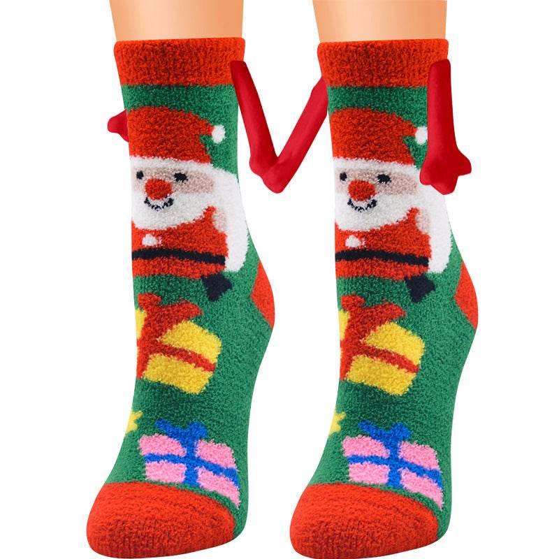 Hand In Hand Magnetic Christmas Socks - Festive Holiday Socks for Couples & Families - Perfect for Christmas Gifts, Stocking Stuffers & Winter Home Decor
