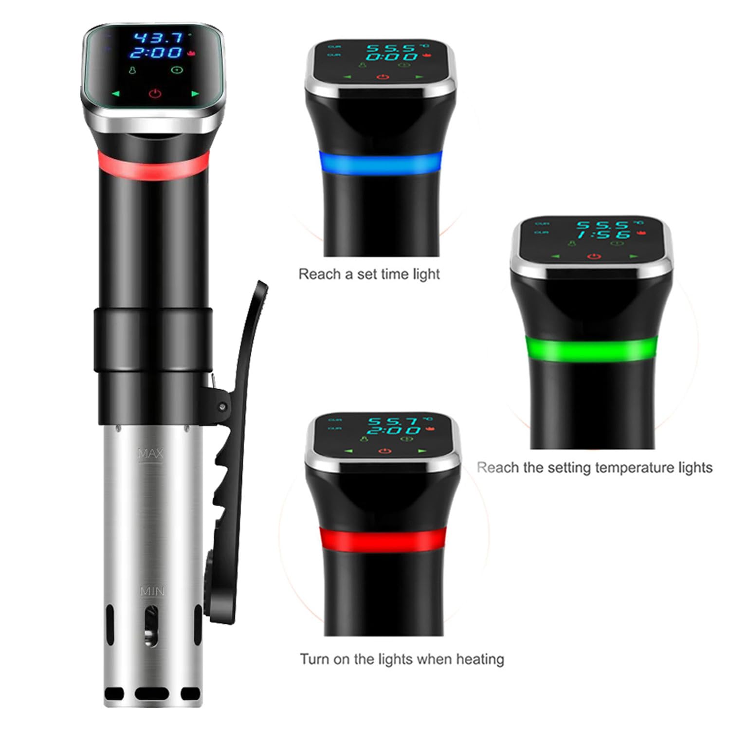 Ranzivoo 1100W Ultra Quiet Sous Vide Precision Cooker - Stainless Steel Immersion Circulator with Touch Control & Accurate Temperature for Home Kitchen, Restaurant, Meal Prep & Sous Vide Cooking