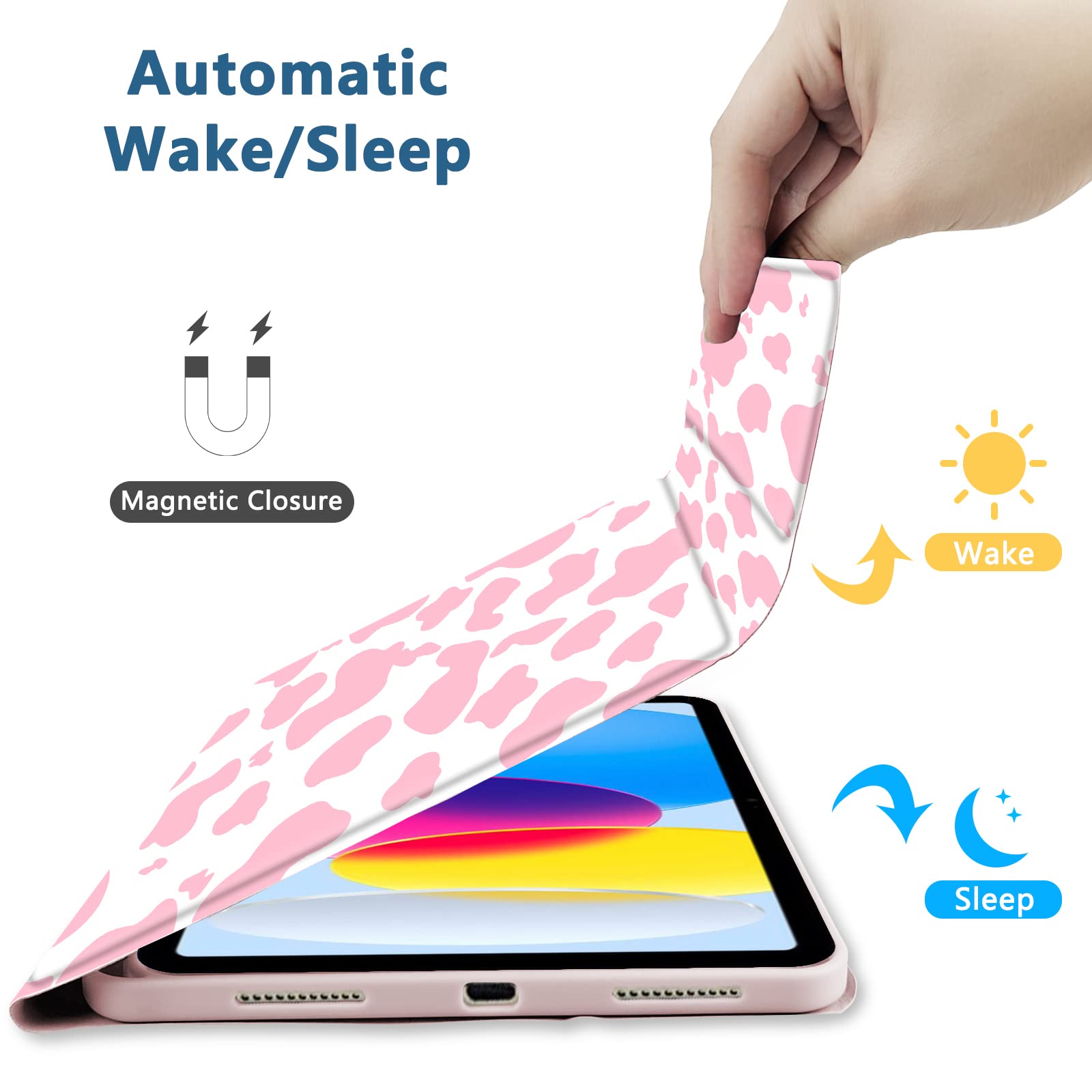 Premium Magnetic Detachable Keyboard Case for iPad 11th Gen (A16) 11-inch 2025 & iPad 10th Gen 10.9-inch 2022 - Rechargeable Backlit, Pencil Holder, Slim Protective Cover (Pink Cow) - Perfect for Work, Study & Travel