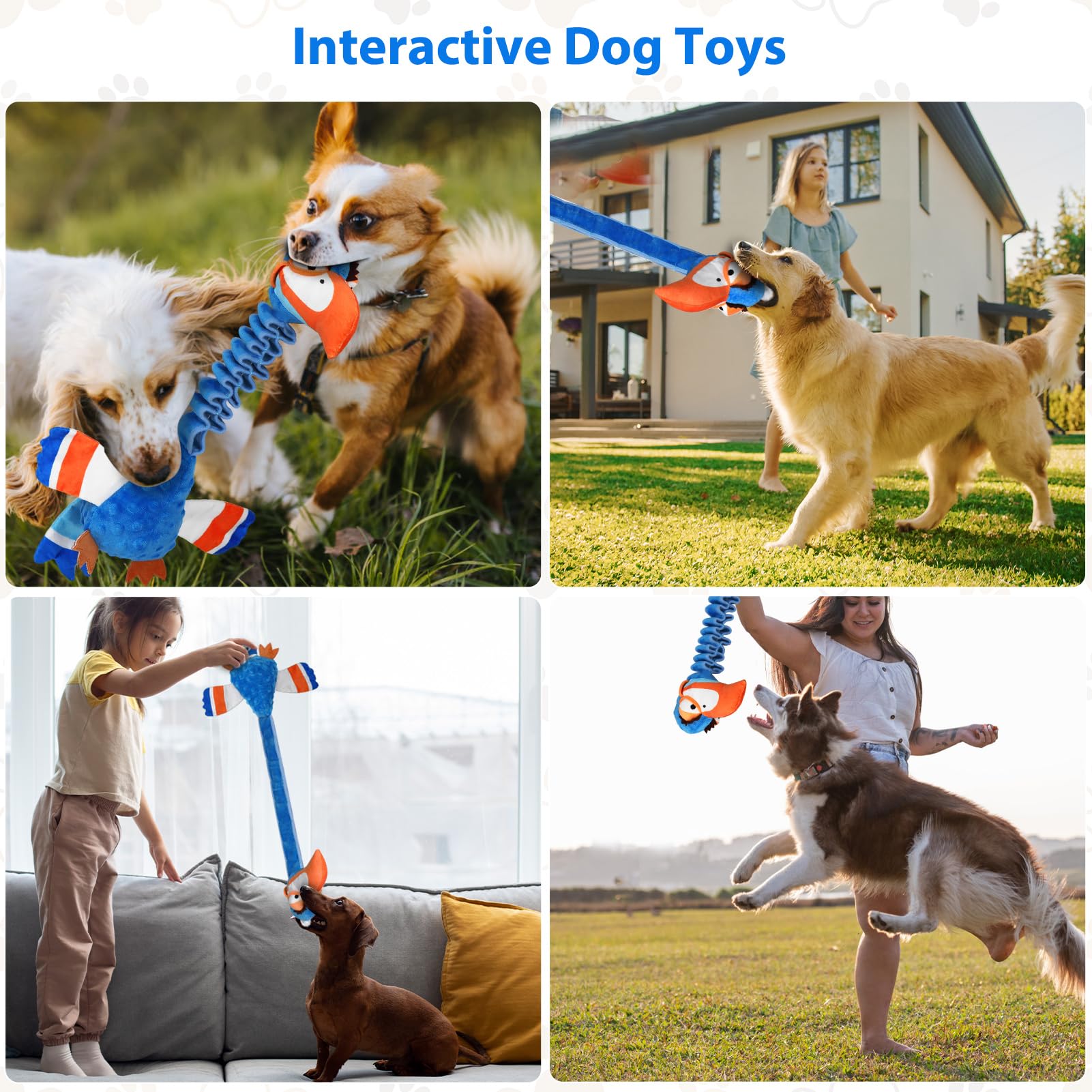 Durable Squeaky Dog Toys for Large Dogs - Tough Chew & Tug of War Play