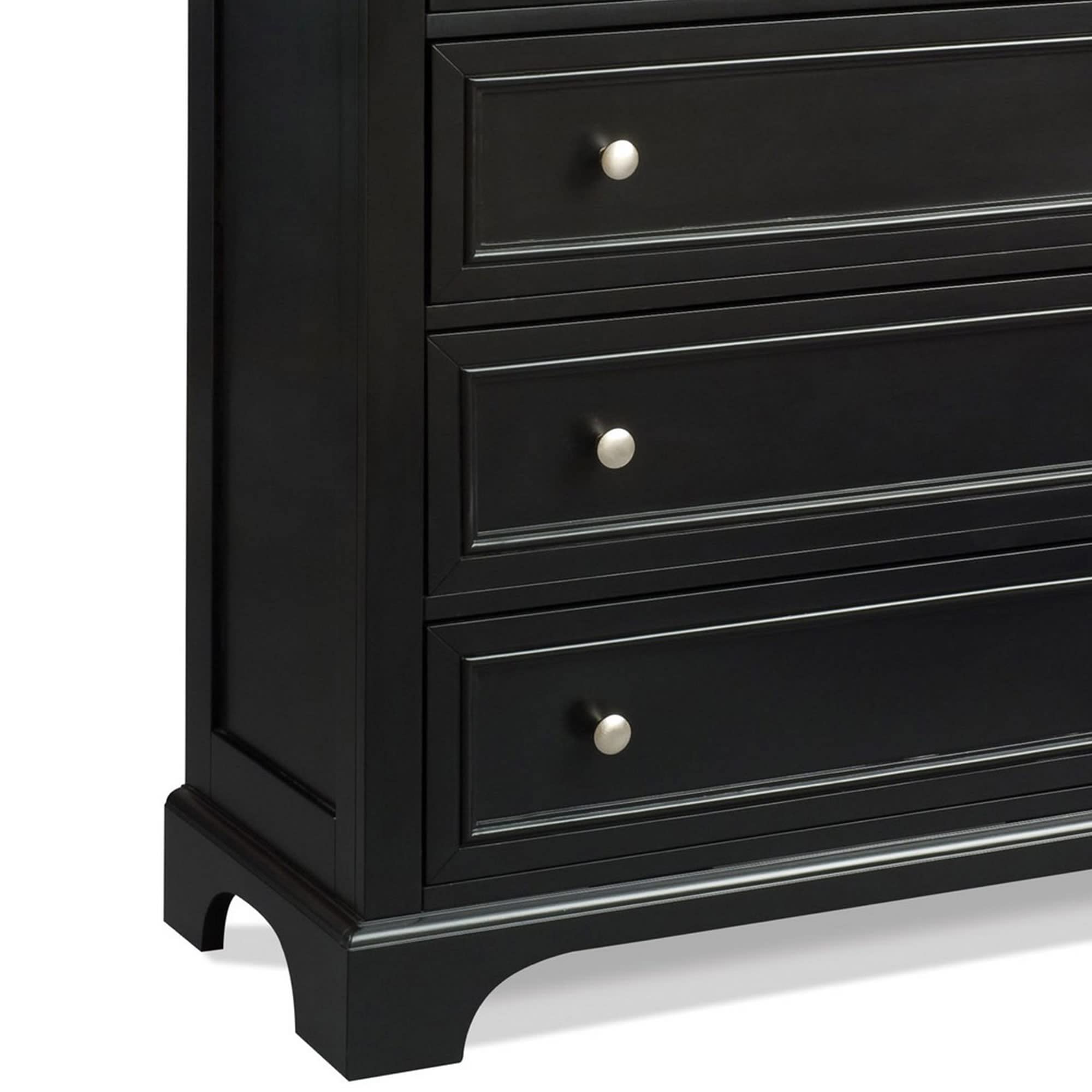 Homestyles Black Bedford Four-Drawer Chest - Stylish Storage Solution for Bedroom, Living Room or Office Organization