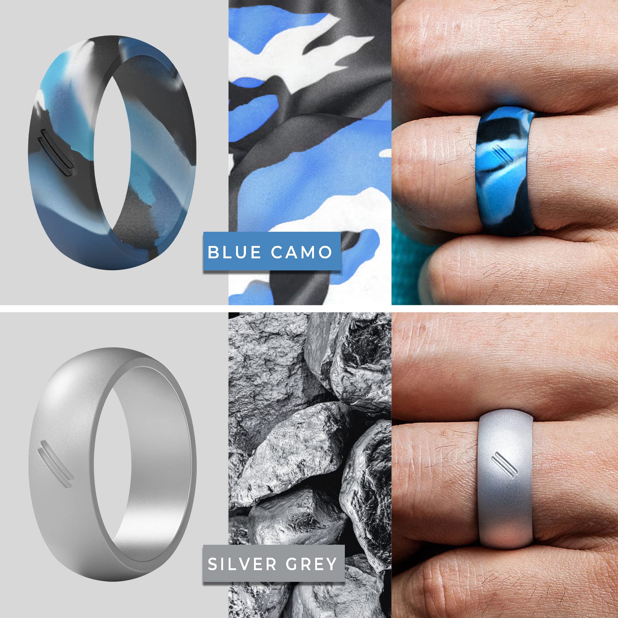 ThunderFit Silicone Wedding Rings for Men - 4 Pack Durable Rubber Bands, 8.7mm Wide & 2.5mm Thick - Perfect for Gym, Swimming, Sports & Outdoor Activities