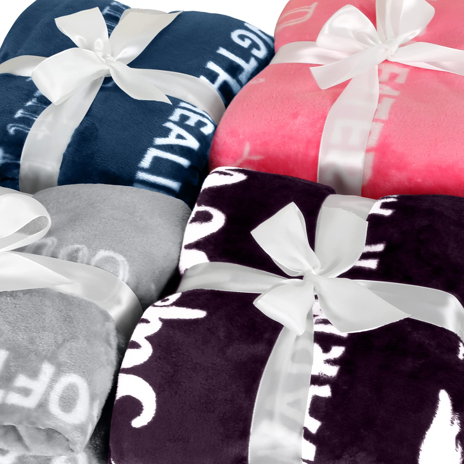 **MACEVIA Inspirational Pink Sherpa Fleece Reversible Throw Blanket for Women - Super Soft & Warm 50