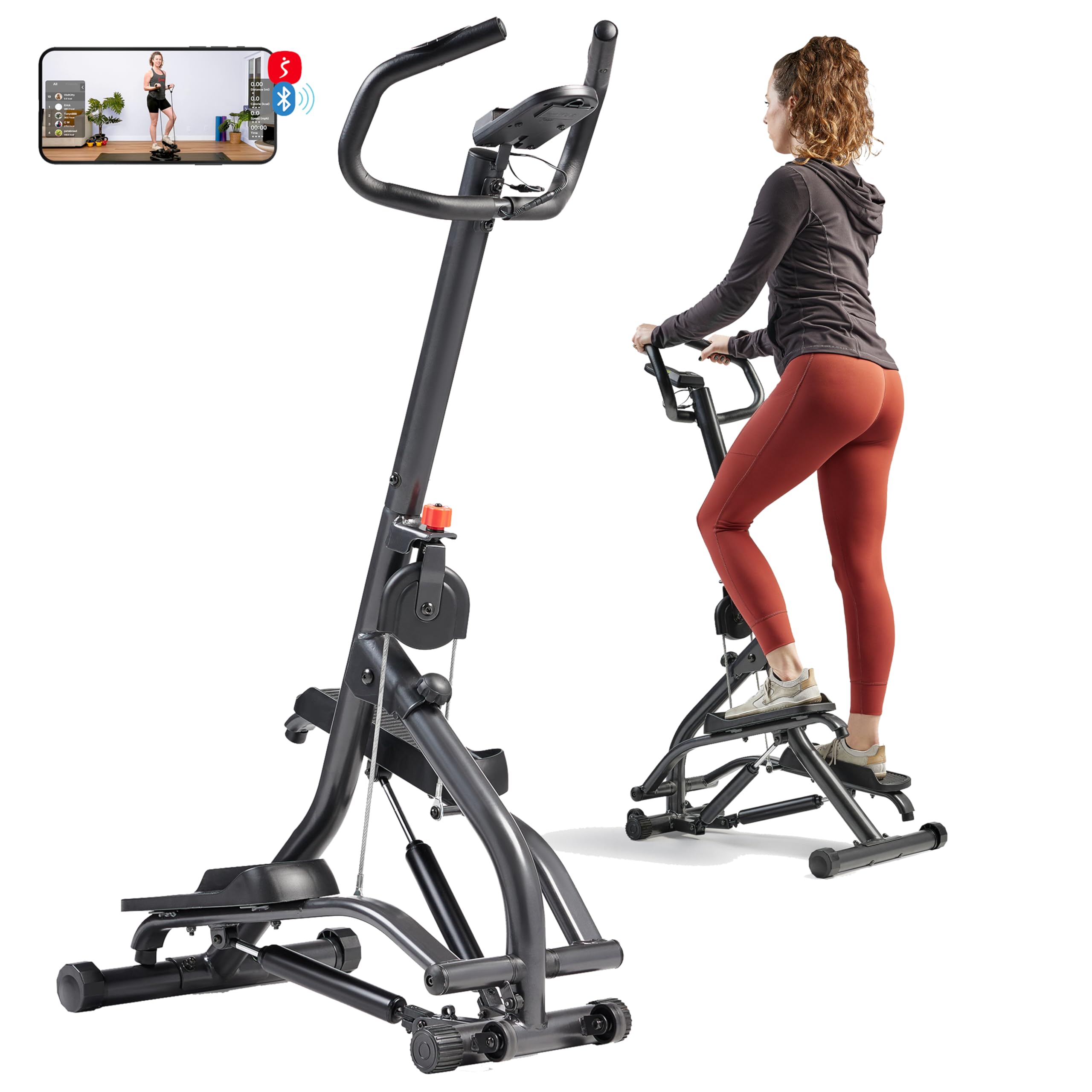 Sunny Health & Fitness Stair Stepper with Handlebar - Adjustable Step Climber Machine for Legs, Core & Glute Workouts - Connects to Free SunnyFit App - Perfect for Home Gym, Cardio Training & Weight Loss