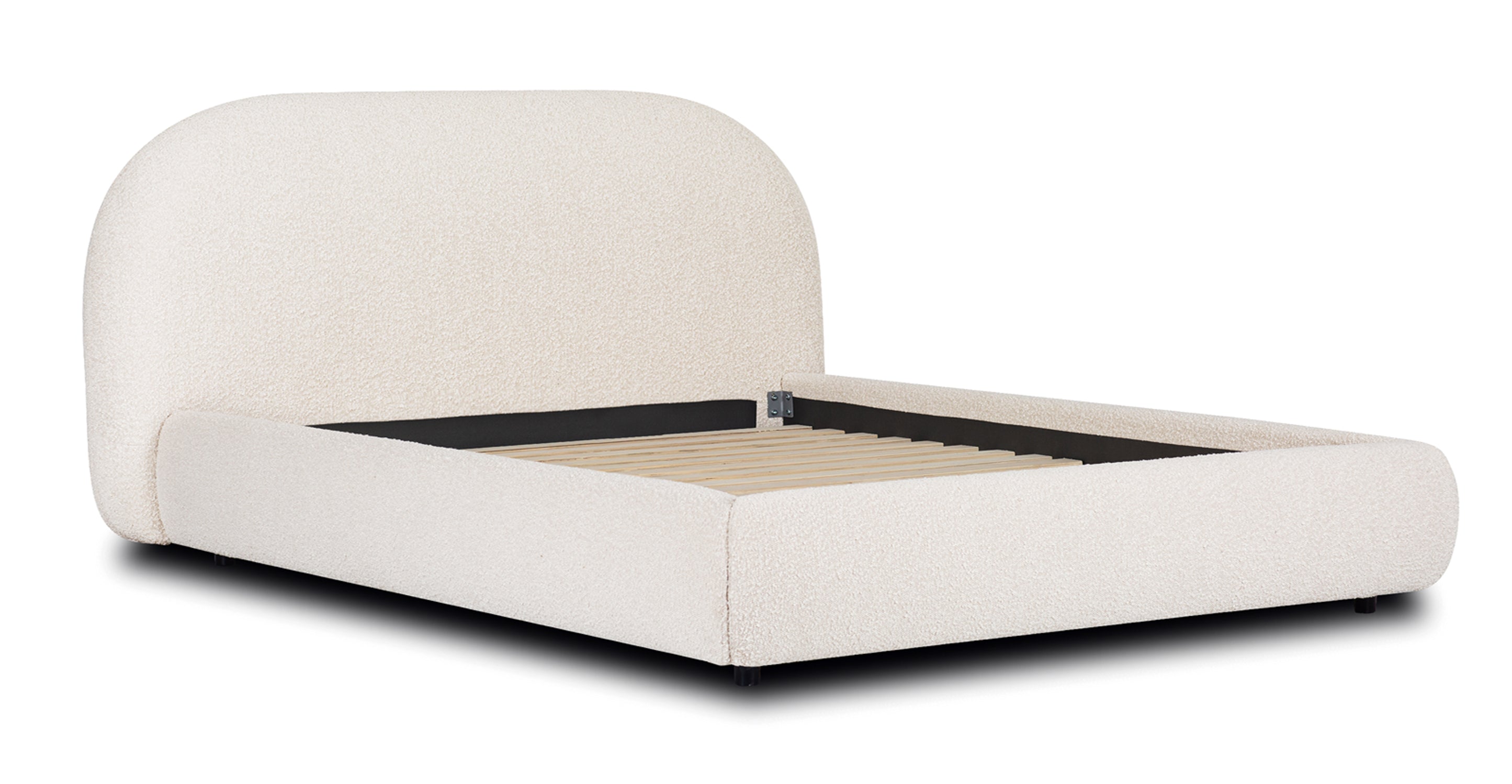 Genoa Queen Size Bed Frame - Modern Platform Bed with Upholstered Headboard, Sturdy Wooden Slats - Perfect for Master Bedroom, Guest Room, or Apartment