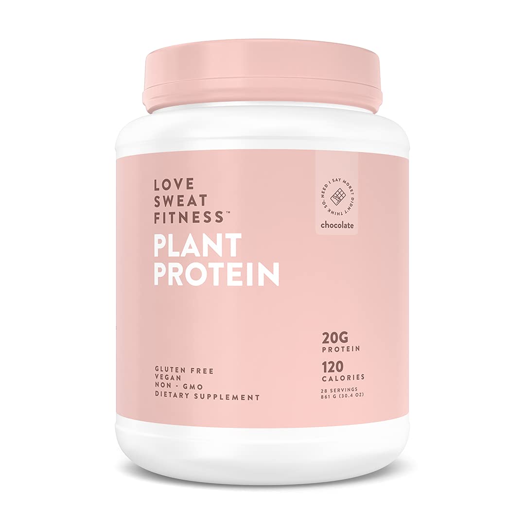 Love Sweat Fitness Organic Plant-Based Protein Powder - Chocolate Flavor, 28 Servings, 20g Protein, Vegan, Gluten Free, Non-GMO | Post-Workout Recovery & Healthy Meal Replacement for Active Lifestyles