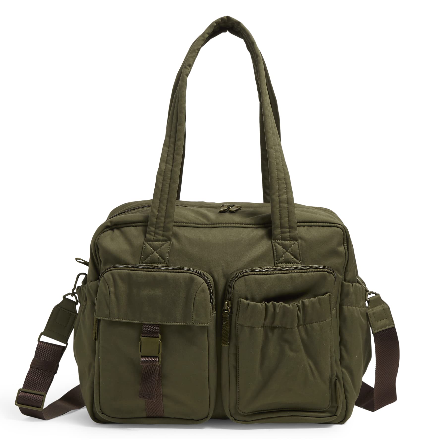 Vera Bradley Women's Recycled Cotton Oversized Travel Tote Bag - Climbing Ivy Green, Spacious Utility Carryall for Work, Gym & Weekend Getaways