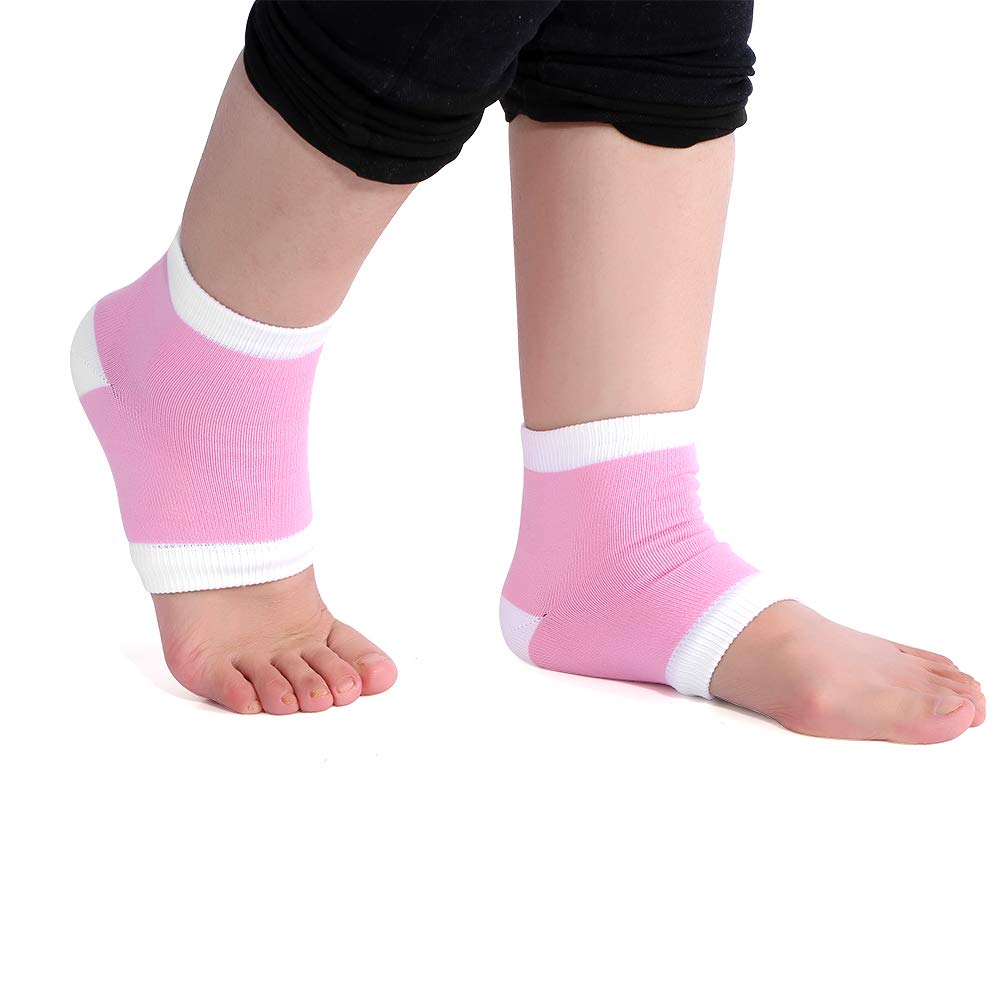 Moisturizing Gel Heel Socks for Dry Cracked Heels - 2 Pack Washable Open Toe Spa Socks for Pedicure & Foot Care - Soft Heel Protection Socks (Pink) - Perfect for Nighttime Foot Treatment & Relaxation at Home