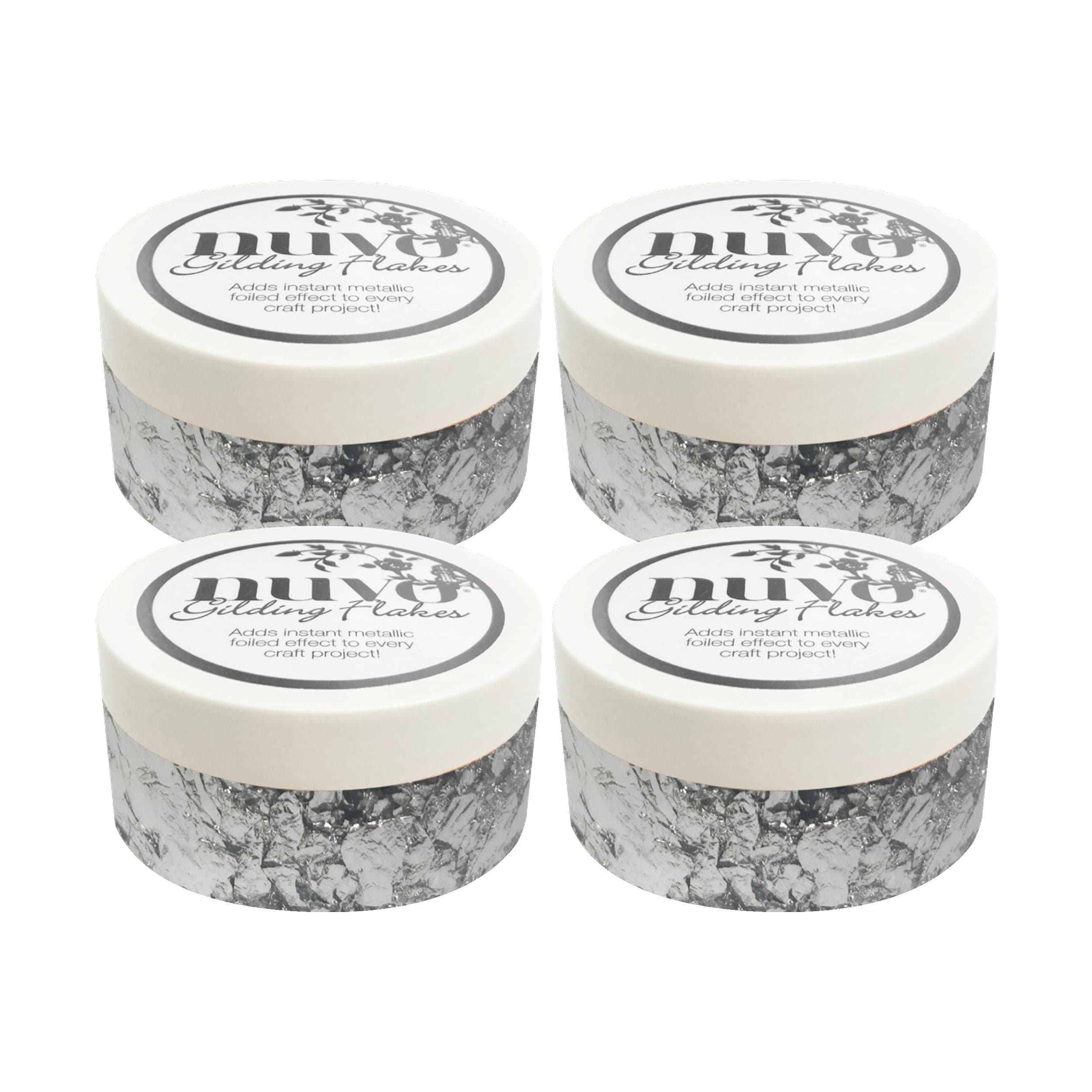 Premium Multipack of 4 Silver Bullion Gilding Flakes (200ml) - Perfect for DIY Crafts, Scrapbooking & Home Decor Projects