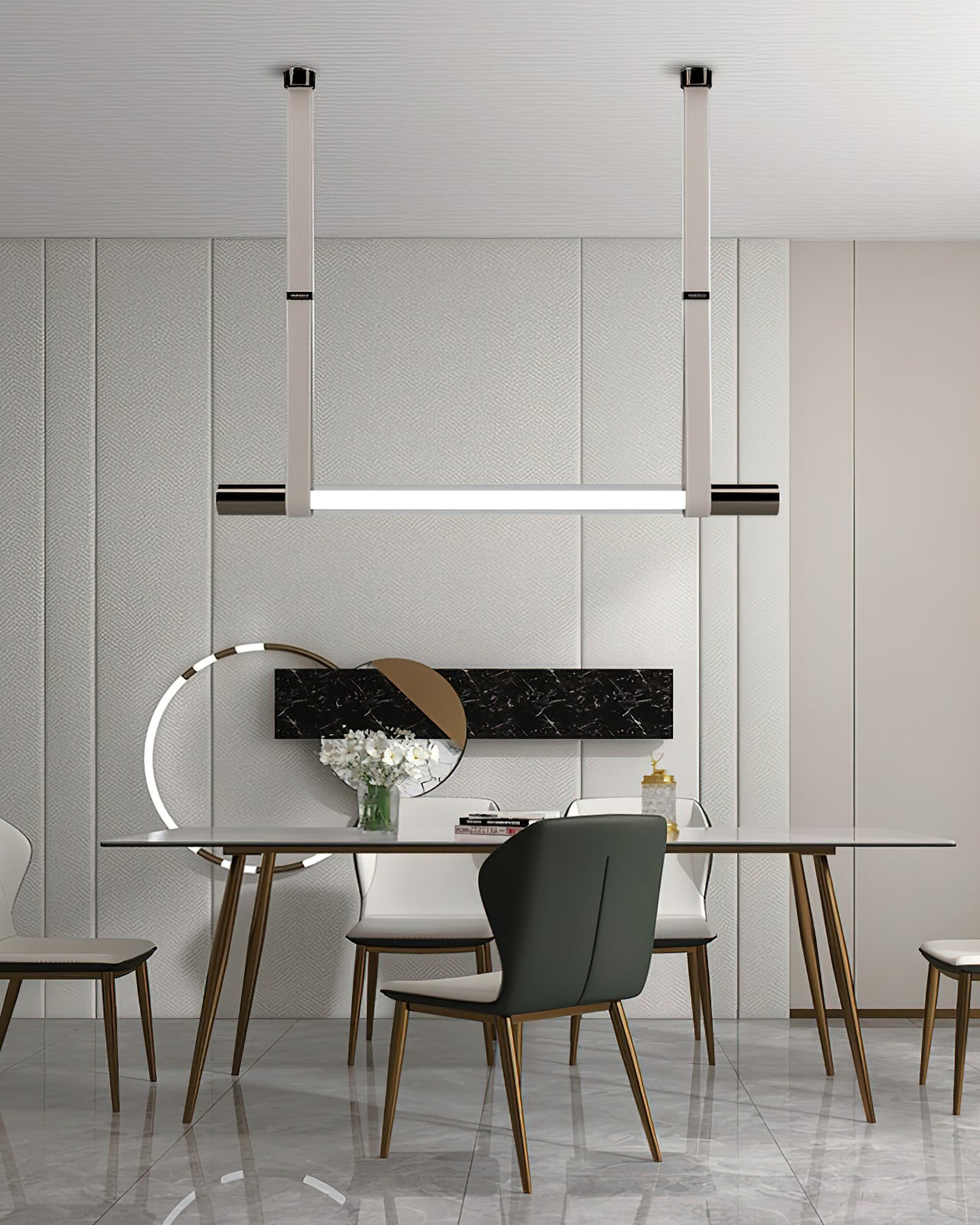 Modern Calm Pendant Light Fixture - Sleek Minimalist Hanging Lamp for Bedroom, Dining Room & Living Room Decor