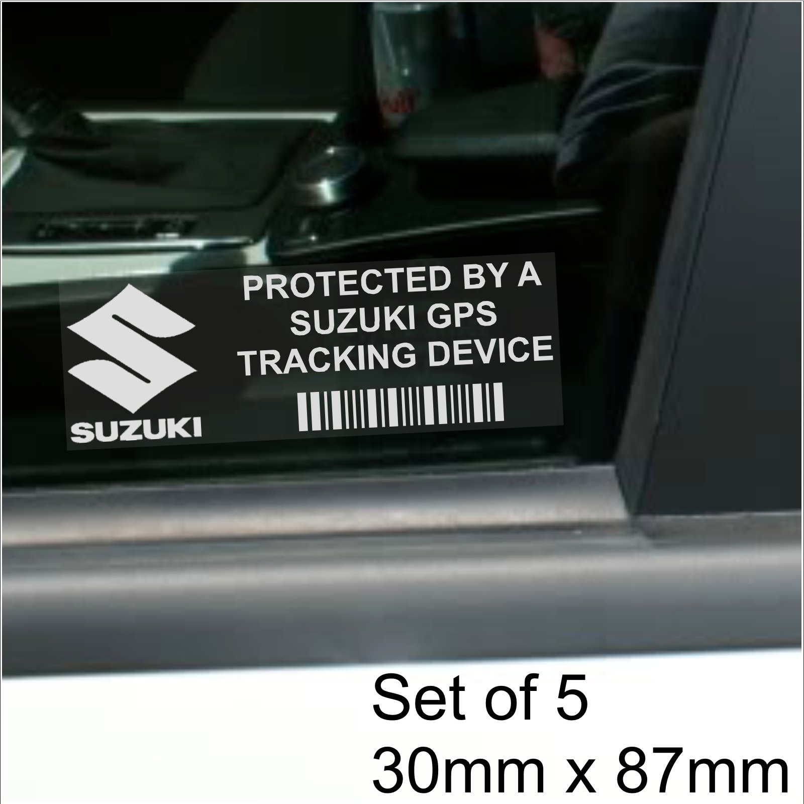 5 PPSUZUKI GPS Trackers - 87x30mm Car & Van Security Stickers for Anti-Theft Protection