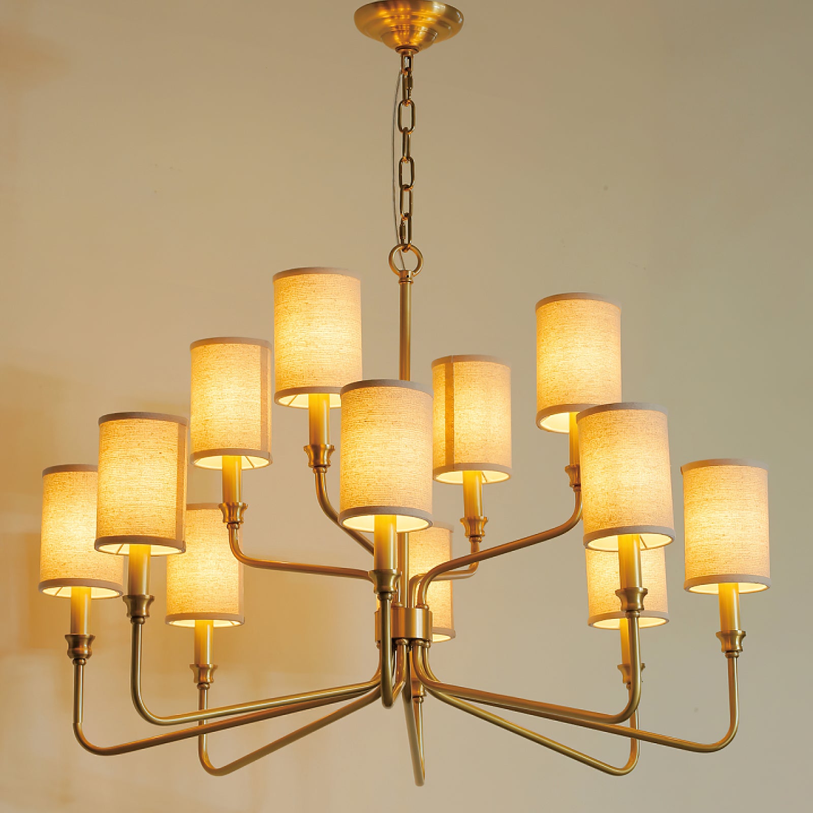 Modern Cylinder Fabric Chandelier - Elegant Ceiling Light Fixture for Living Room, Bedroom & Dining Room - Perfect for Home Decor & Interior Design