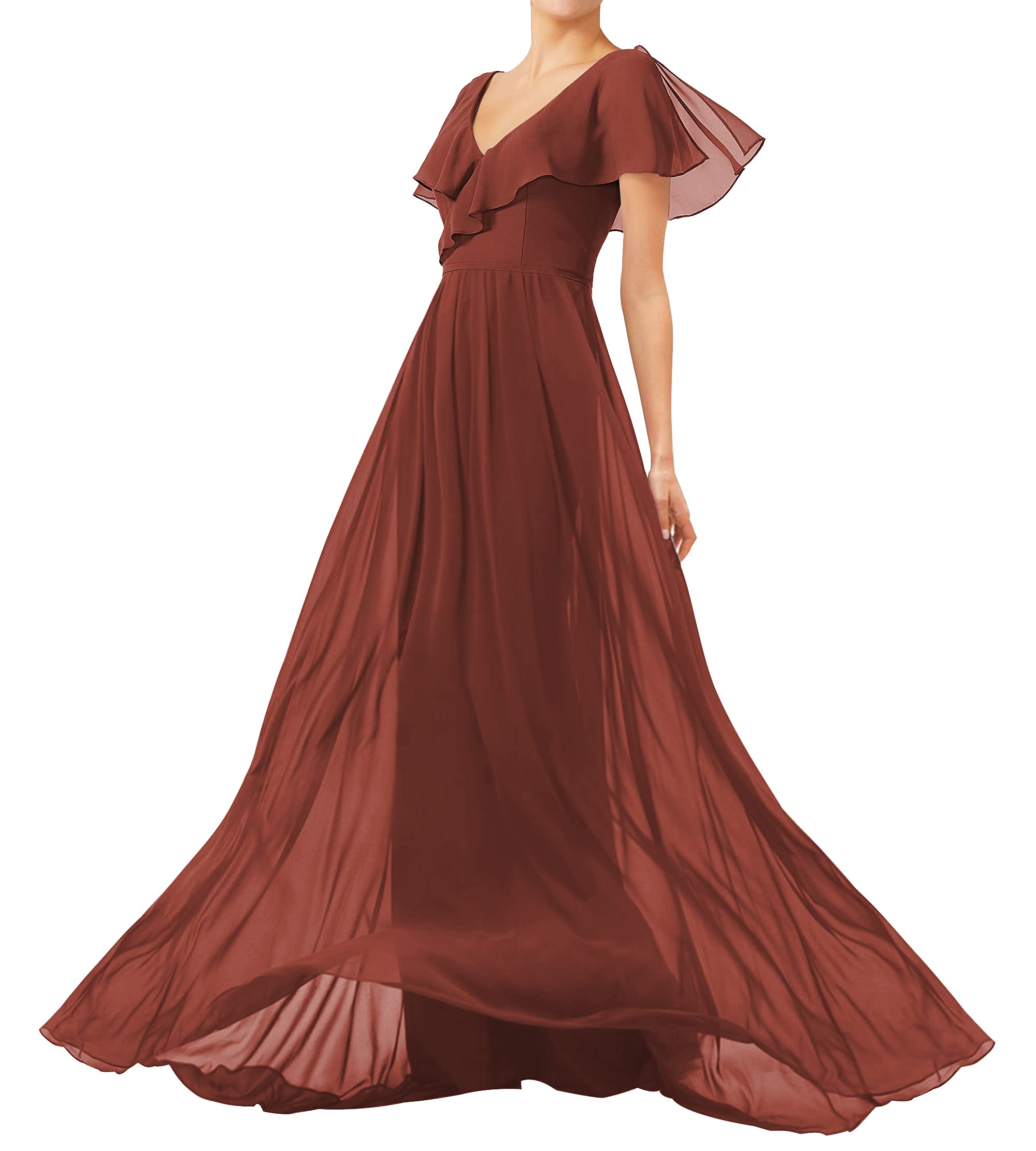 Elegant JAEDEN Long Chiffon Bridesmaid Dress with Ruffles for Prom, Formal Evening Gowns & Special Occasions - Perfect for Weddings, Galas & Black Tie Events