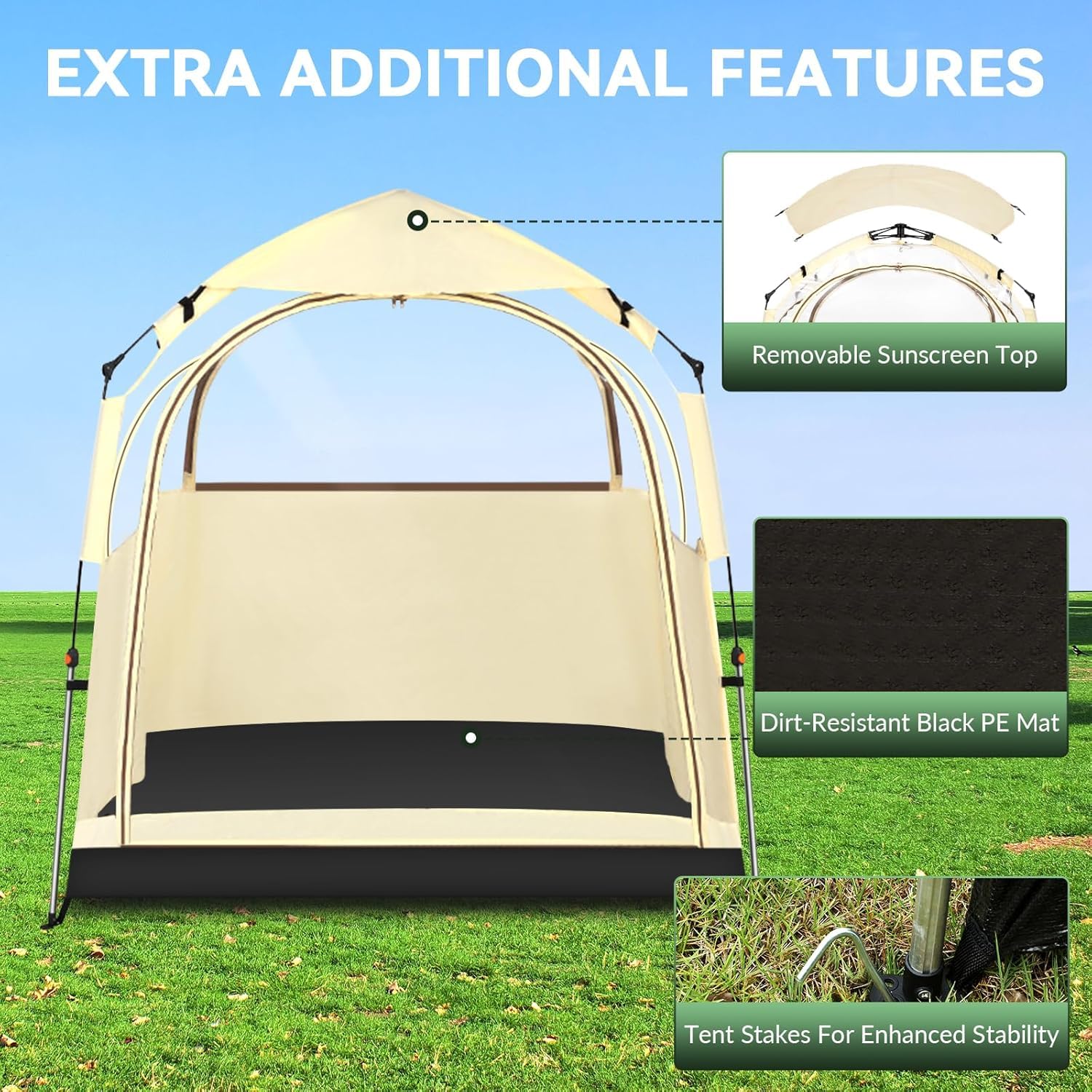 All-Weather Clear Sports Shelter Tent - Windproof & Rainproof Bubble Tent with Detachable Top Cover for 1-4 People | 540° Panoramic View for Camping, Fishing, Sports Events & Outdoor Adventures
