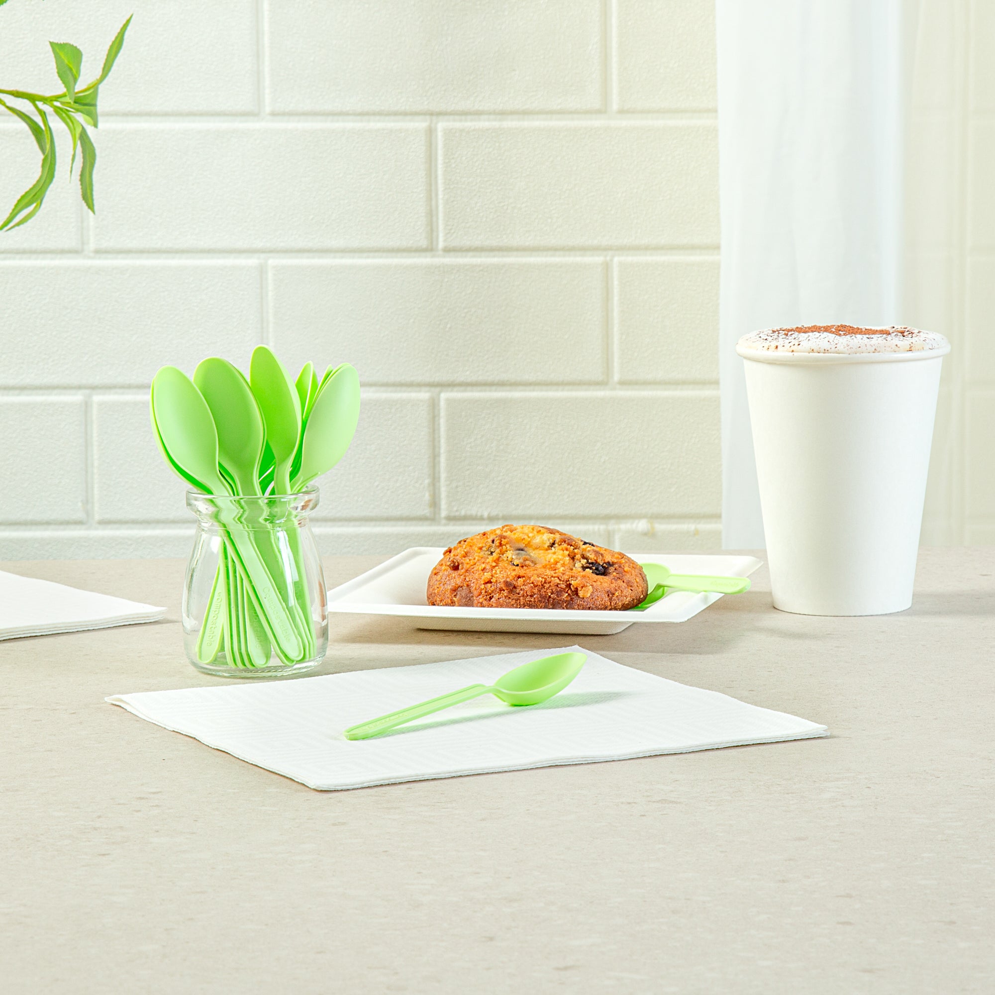Eco-Friendly Compostable CPLA Plastic Dessert Spoons - Heat Resistant, 1000 Count Bulk Pack - Perfect for Parties, Picnics & Catering Events