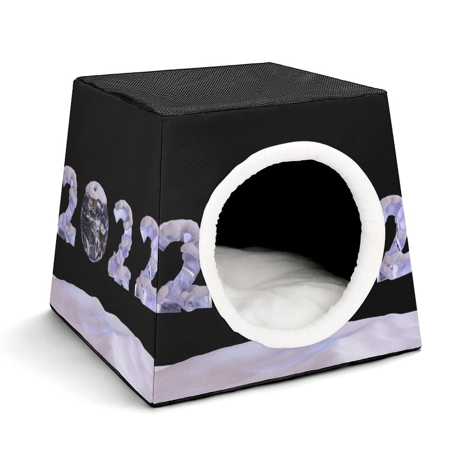 2022 New Year Black Printed Pet House - Indoor Cat Bed & Outdoor Dog Sofa Cube Condo for Small Pets | Cozy Sleeping Spot & Play Area for Cats & Puppies