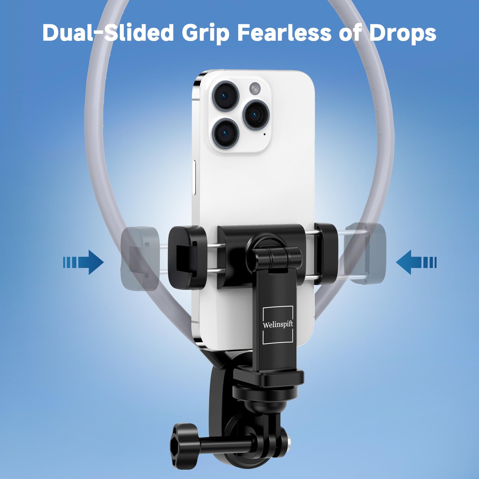 Hands Free Neck Phone Holder for iPhone, Samsung & Google Pixel - Adjustable Phone Mount for POV Vlogging, Video Recording & Live Streaming - Comfortable Neck Strap with Secure Clip (Non-Magnetic) - Perfect for Travel, Cooking, Workouts & Content Creation