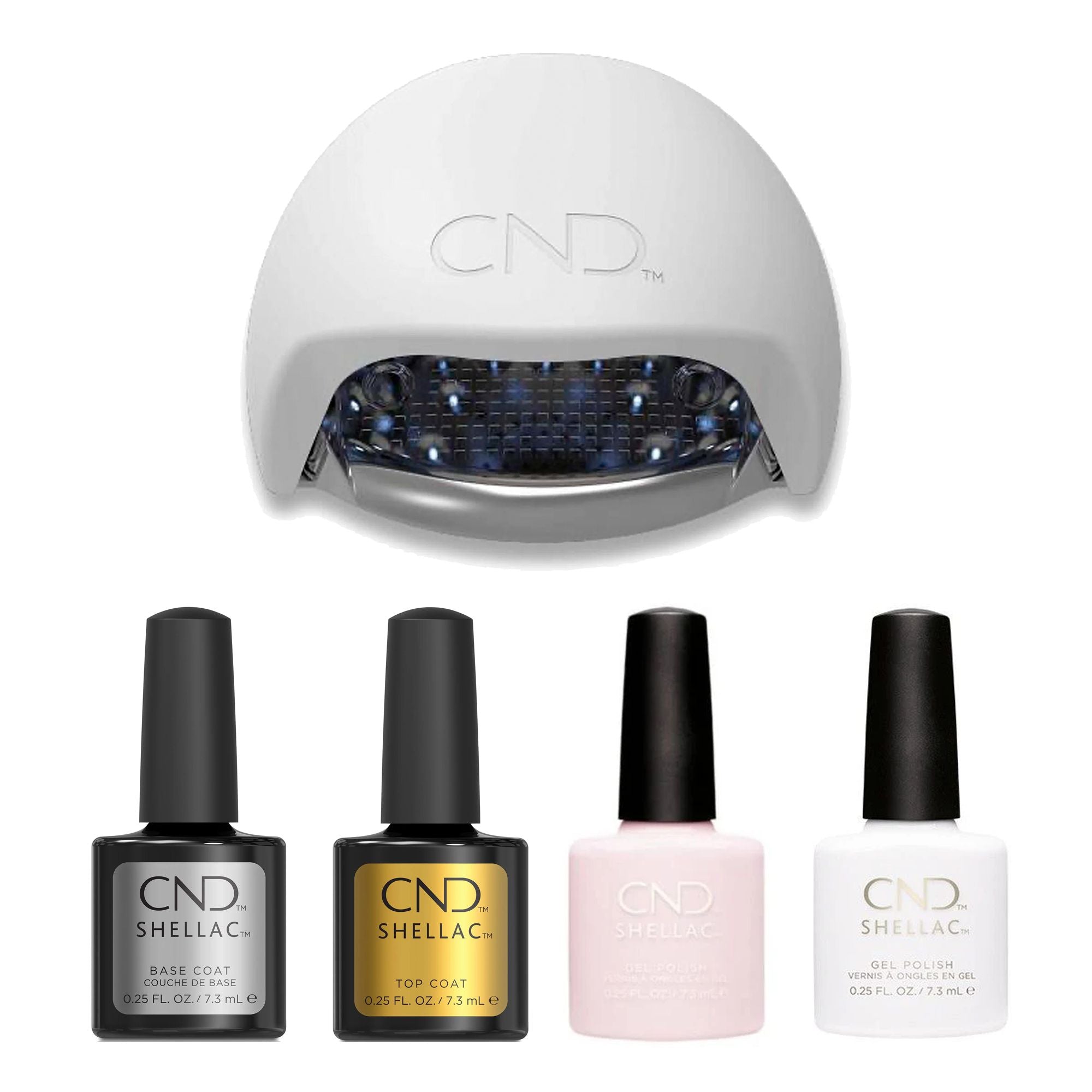 CND Gel Basic Kit with Romantique & Cream Puff Colors - Professional Nail Polish Starter Set for Salon & Home Manicures