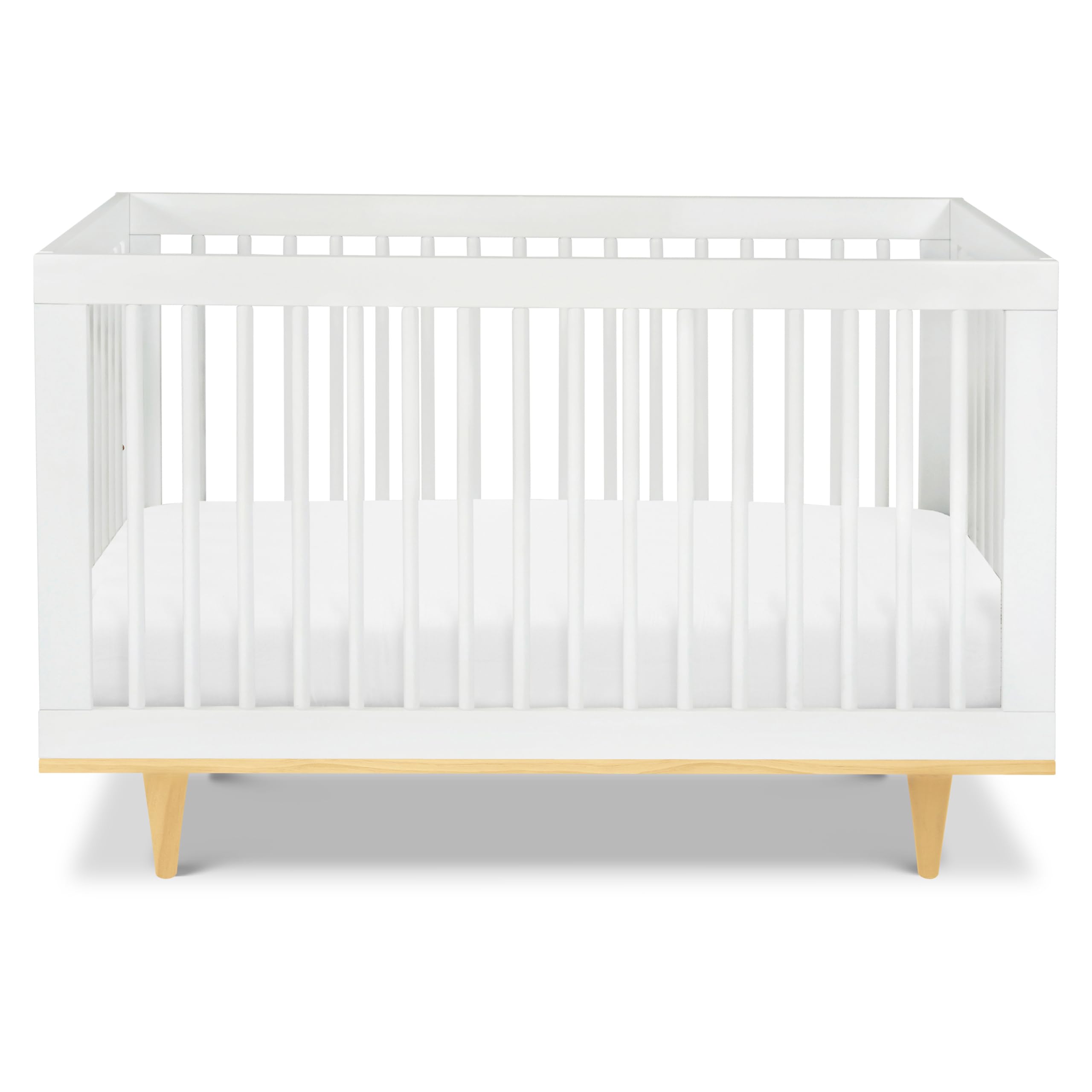 DaVinci Marley 3-in-1 Convertible Baby Crib to Toddler Bed & Daybed - GREENGUARD Gold Certified, 4 Adjustable Mattress Heights, Durable White Finish with Natural Wood Legs - Perfect for Nursery, Bedroom Transition & Guest Room Use
