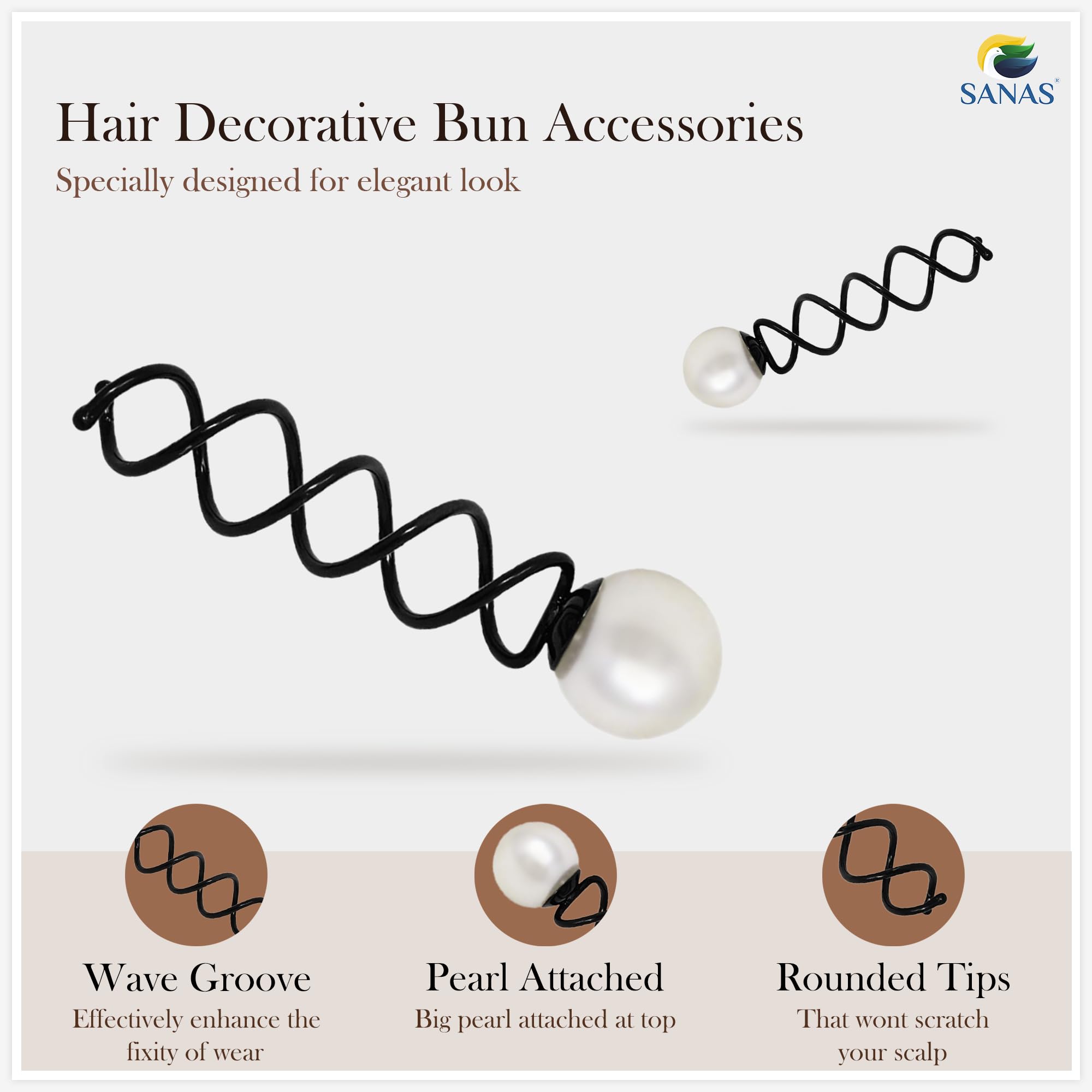 8Pcs Pearl Hair Pins for Women - Elegant Spiral Spin Hair Accessories, Bridal Wedding Hair Clips, Stylish Bun Decorations | Perfect for Parties, Prom, Bridal Showers & Special Occasions