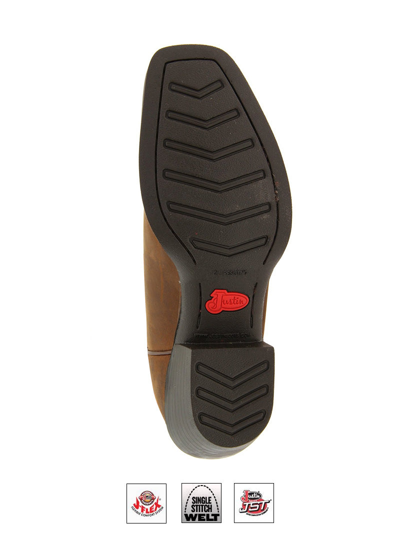 Justin Men's Stampede Western Boot Quint Brown - Durable Cowboy Boots for Rodeo, Country Dancing & Outdoor Adventures