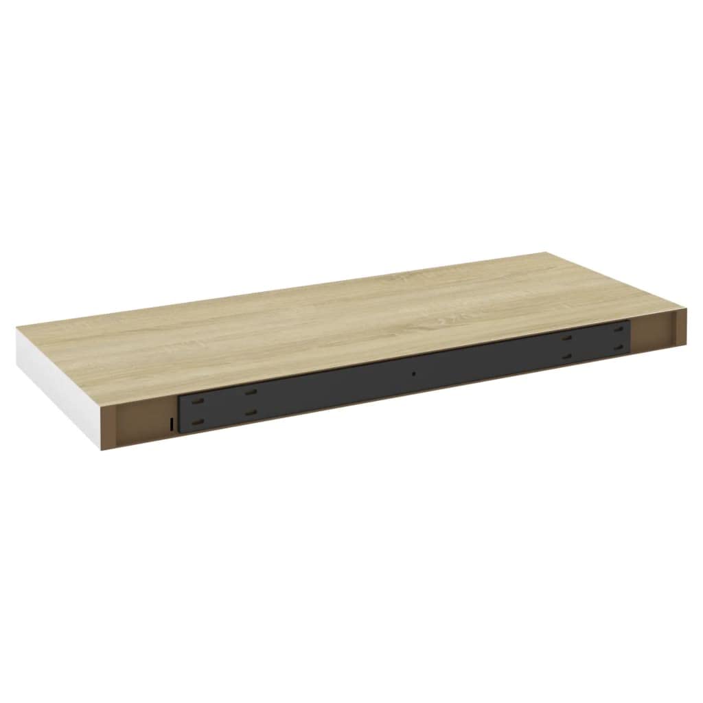 Floating Shelves Wall Mount - Set of 4 Oak & White MDF Shelves 23.6x9.3x1.5 Inches - Multi-Functional Display & Storage Shelves for Bedroom, Living Room, Bathroom, Kitchen, Office - Perfect for Books, Decor, Plants & Organizing Small Items