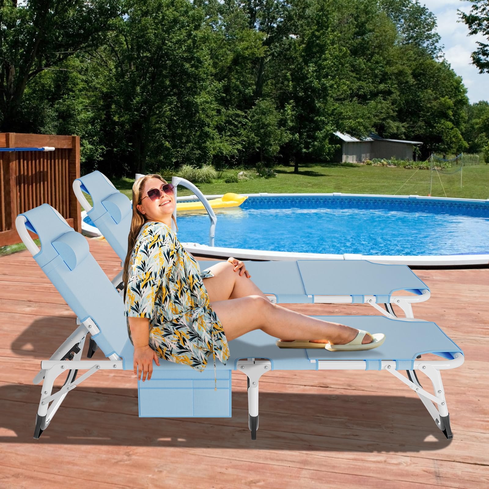 DoCred Heavy Duty Tanning Chair with Face Hole - Adjustable 5-Position Folding Chaise Lounge for Outdoor, Portable Lay Flat Beach Chair for Sunbathing, Poolside, Lawn & Camping - Perfect for Beach Relaxation, Backyard Lounging and Vacation Getaways