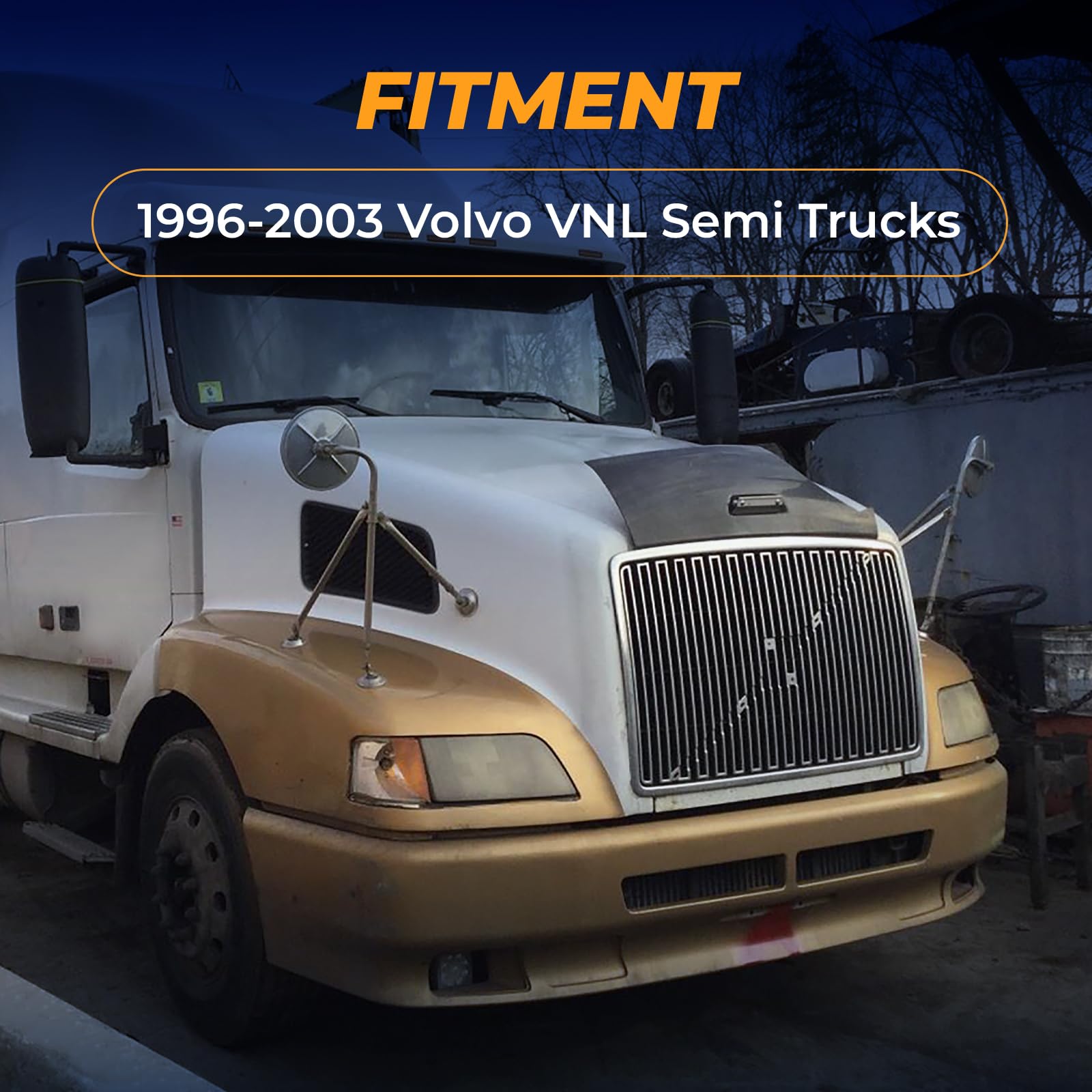 TORQUE Replacement Side Hood Air Intake Grill Grille for 1996-2003 Volvo VNL VN & 1998-2015 VNM Semi Trucks - Black (TR015) | Heavy Duty Truck Accessory for Improved Engine Cooling & Custom Look