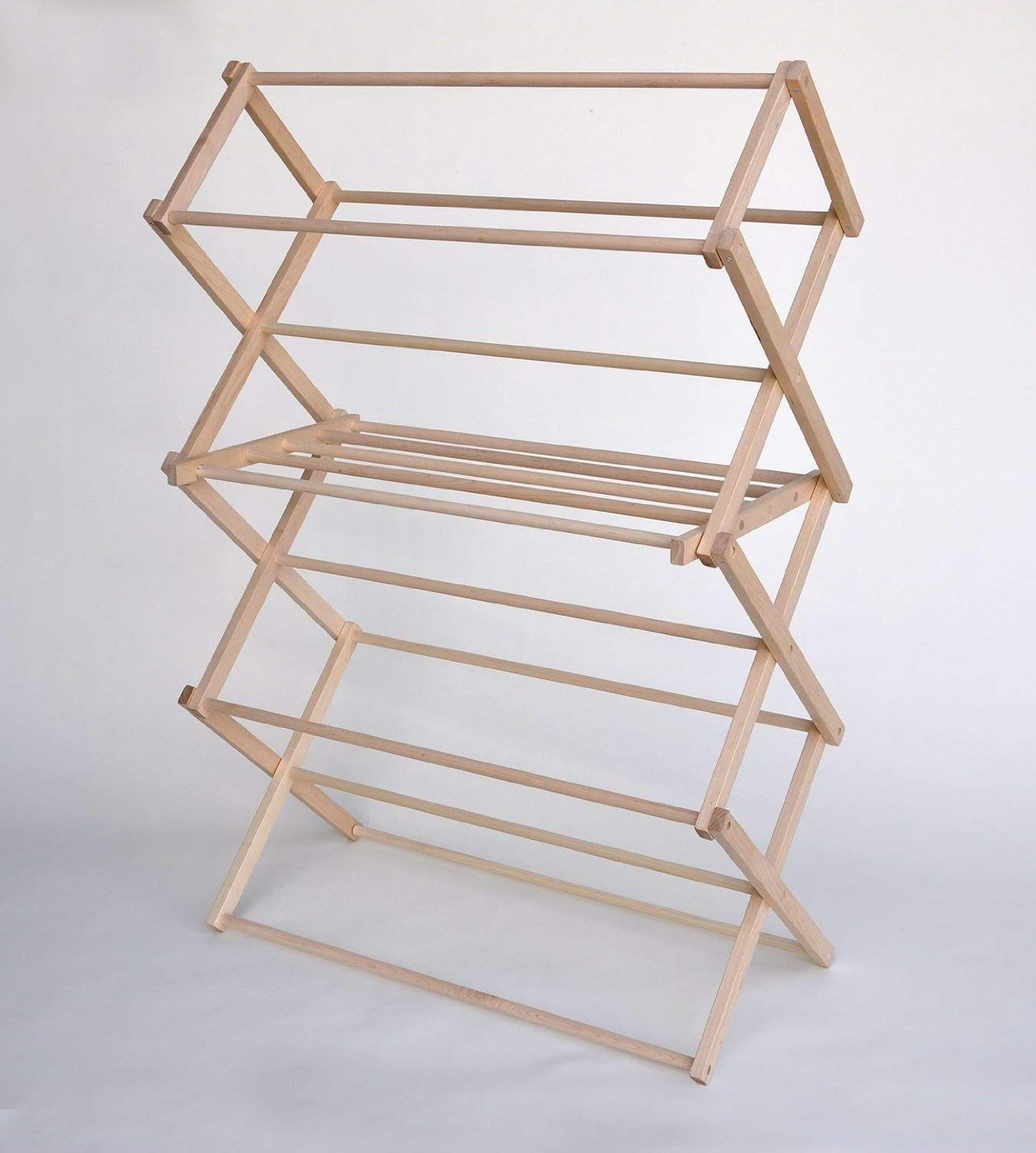 Portable Collapsible Clothing Rack - Free Standing Garment Dryer & Laundry Hanging Organizer by Benson Wood Products | Perfect for Apartments, Dorms, Travel & Small Spaces