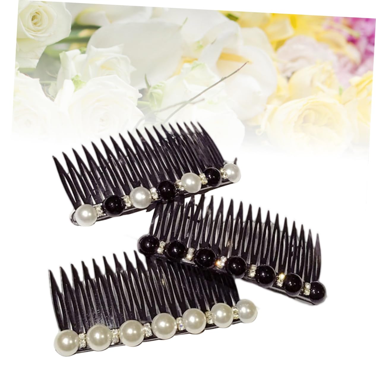POPETPOP 3-Piece Pearl Comb Headband Set - Rhinestone Decor Hair Accessories for Women & Girls | Wedding, Party, Prom, Travel & Home Decor