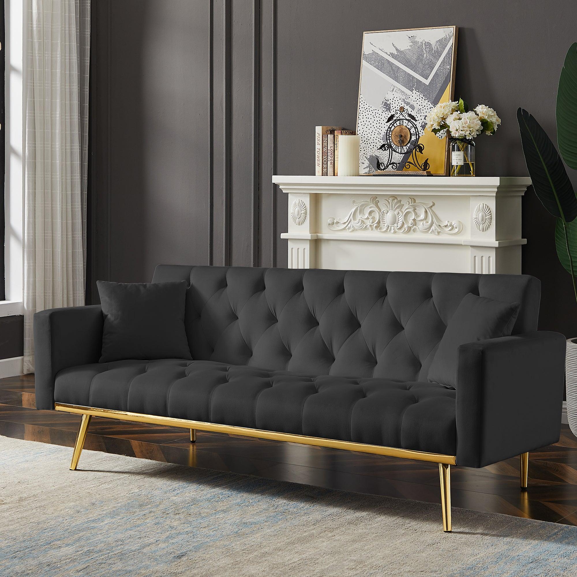 Black Convertible Folding Futon Sofa Bed - Space Saving Sleeper Couch for Small Apartments, Guest Rooms & Compact Living Spaces | Perfect for Studio Apartments, Dorms & Office Lounges