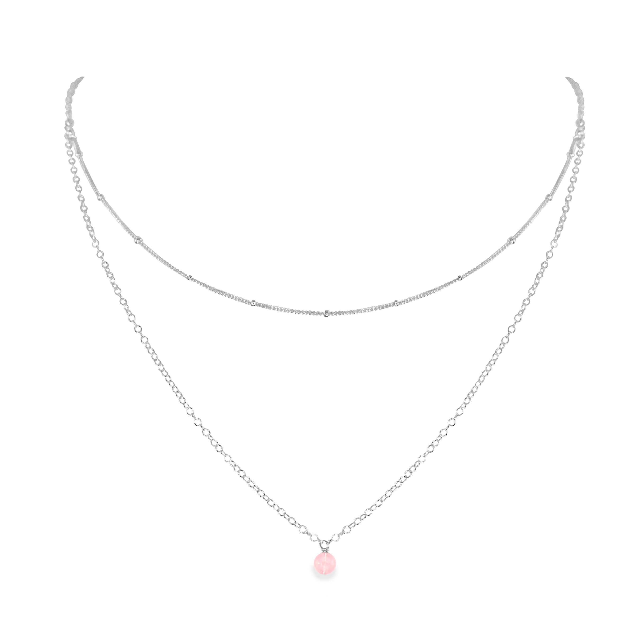 Rose Quartz Gemstone Layered Choker Necklace - Elegant Crystal Healing Jewelry for Women, Perfect for Daily Wear, Meditation & Spiritual Gifts