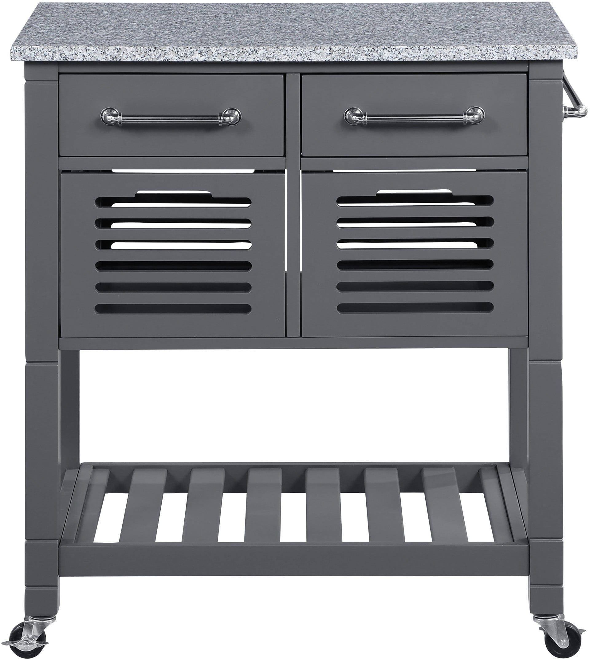 Office Star Stafford Kitchen Cart with Wheels - Mobile Kitchen Island with Storage Shelf & Towel Rack - Perfect for Small Spaces, Apartments & Dorm Rooms - Ideal for Food Prep, Extra Counter Space & Kitchen Organization