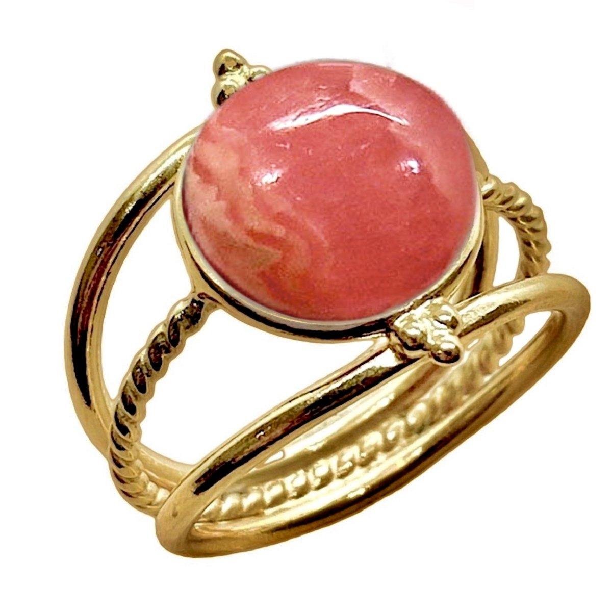 Free Spirit Gold Rhodochrosite Ring for Women - Elegant Rose Quartz Jewelry for Healing, Love & Positive Energy - Perfect for Meditation, Yoga & Spiritual Gifts