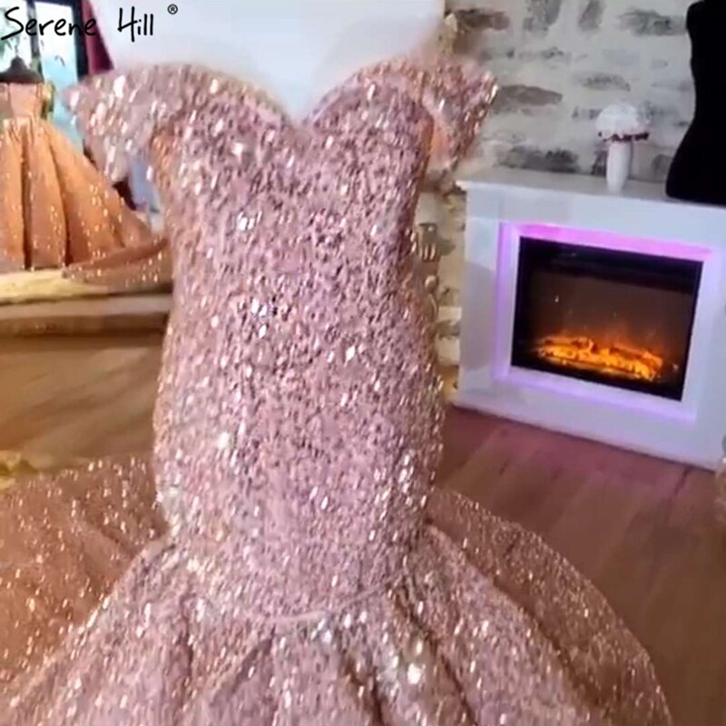 Serene Hill Gold Luxury Mermaid Wedding Dress - Off Shoulder Sparkling Elegant Sexy Bridal Gown HA2353 | Perfect for Beach Weddings, Evening Galas & Formal Occasions