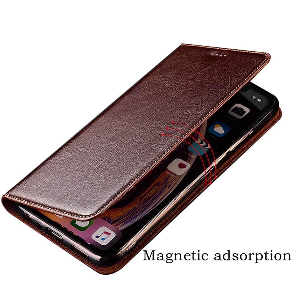 Premium Crazy Horse Genuine Leather Magnetic Case for Samsung Galaxy S22 Plus - Slim & Durable Protection for Everyday Use & Business Style