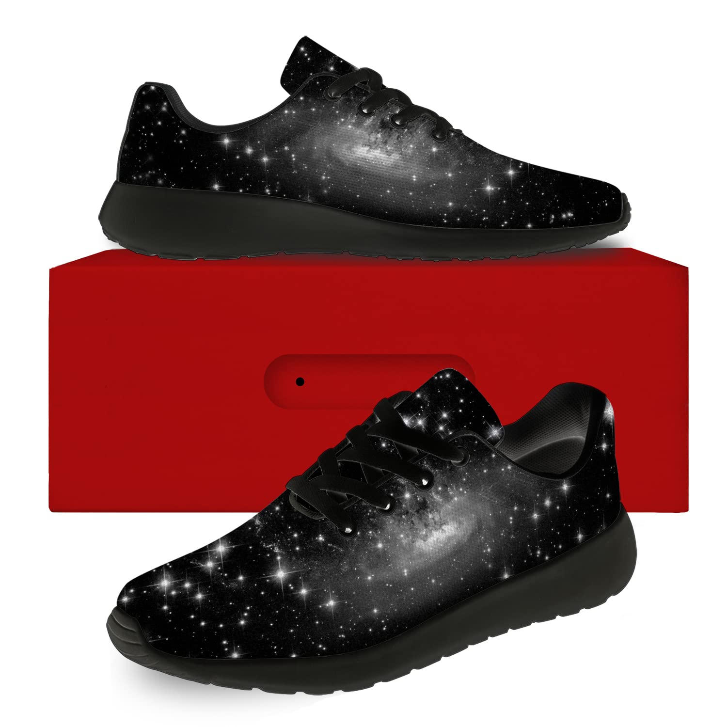Galaxy Running Shoes for Women & Men - Space Cosmic Sneakers for Walking, Tennis, Jogging - Black Universe Design - Gifts for Boys & Girls - Size 4 Men/6 Women - Perfect for Gym, Workouts & Casual Wear