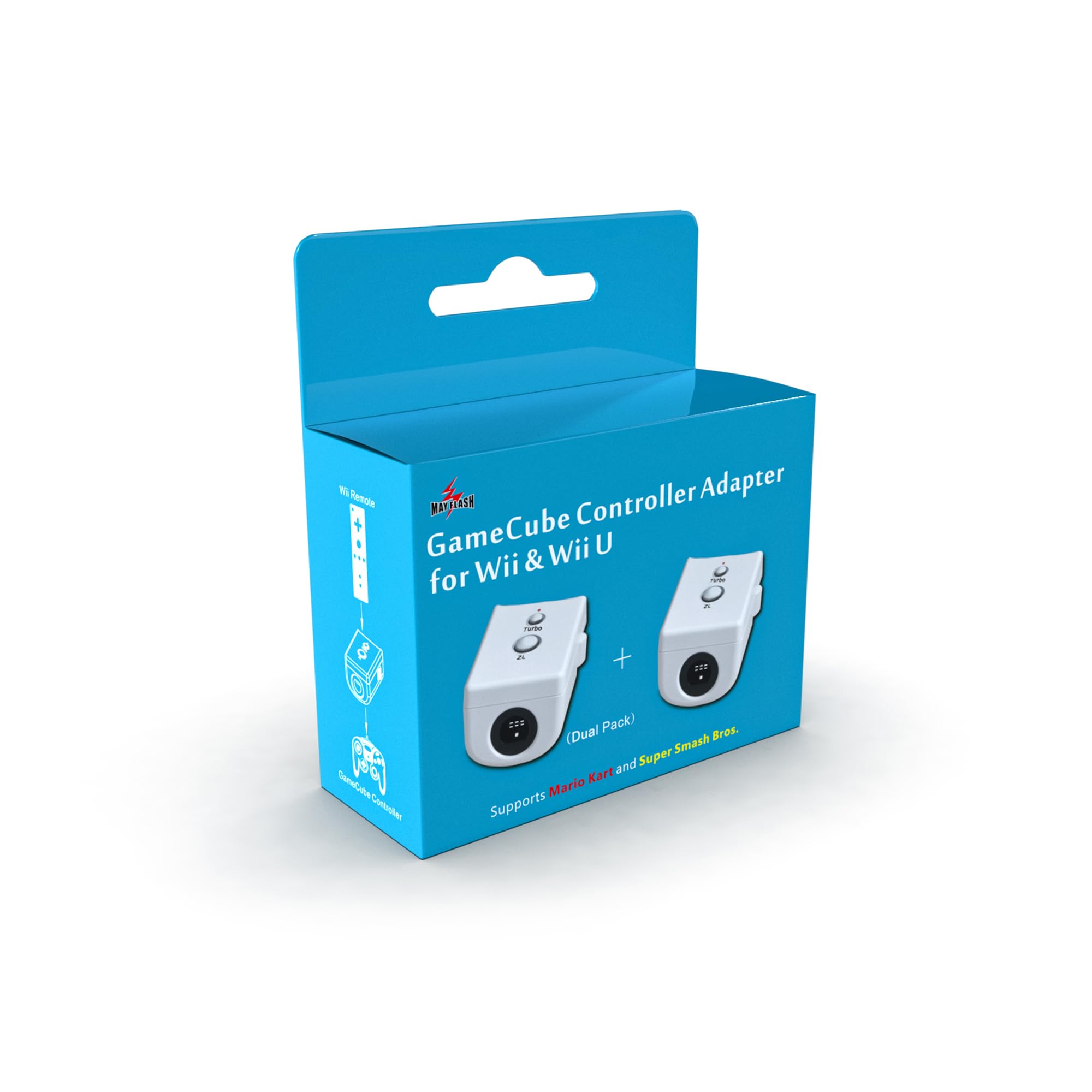 MAYFLASH GC Controller Adapter for Wii & Wii U - Dual Pack White | Perfect for Super Smash Bros & Mario Kart Gaming Sessions