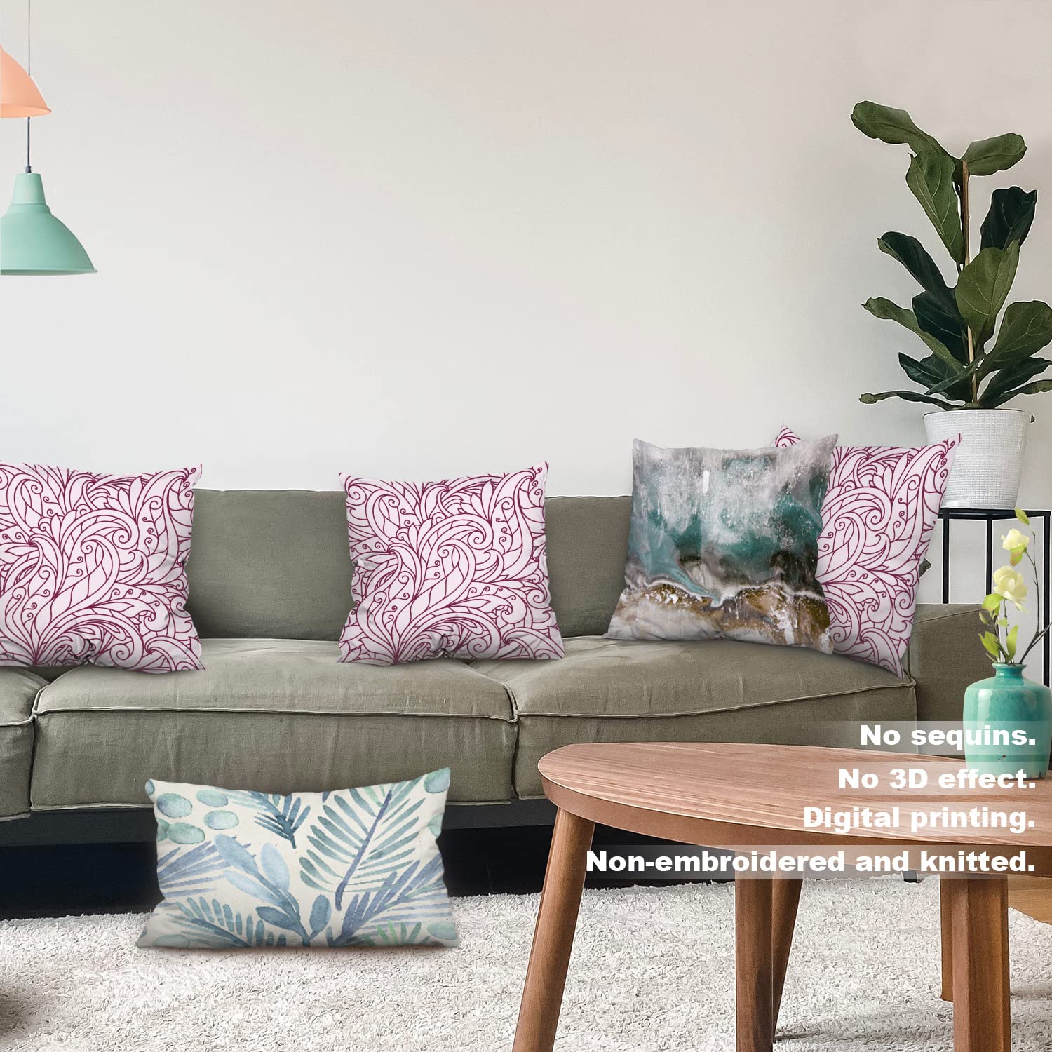 Batmerry Floral Throw Pillow Covers 20x20 Inch - Elegant Modern Decorative Sofa Cushion Covers with Invisible Zipper, Blended Fabric for Living Room, Bedroom & Home Decor - Perfect for Couches, Beds and Accent Furniture