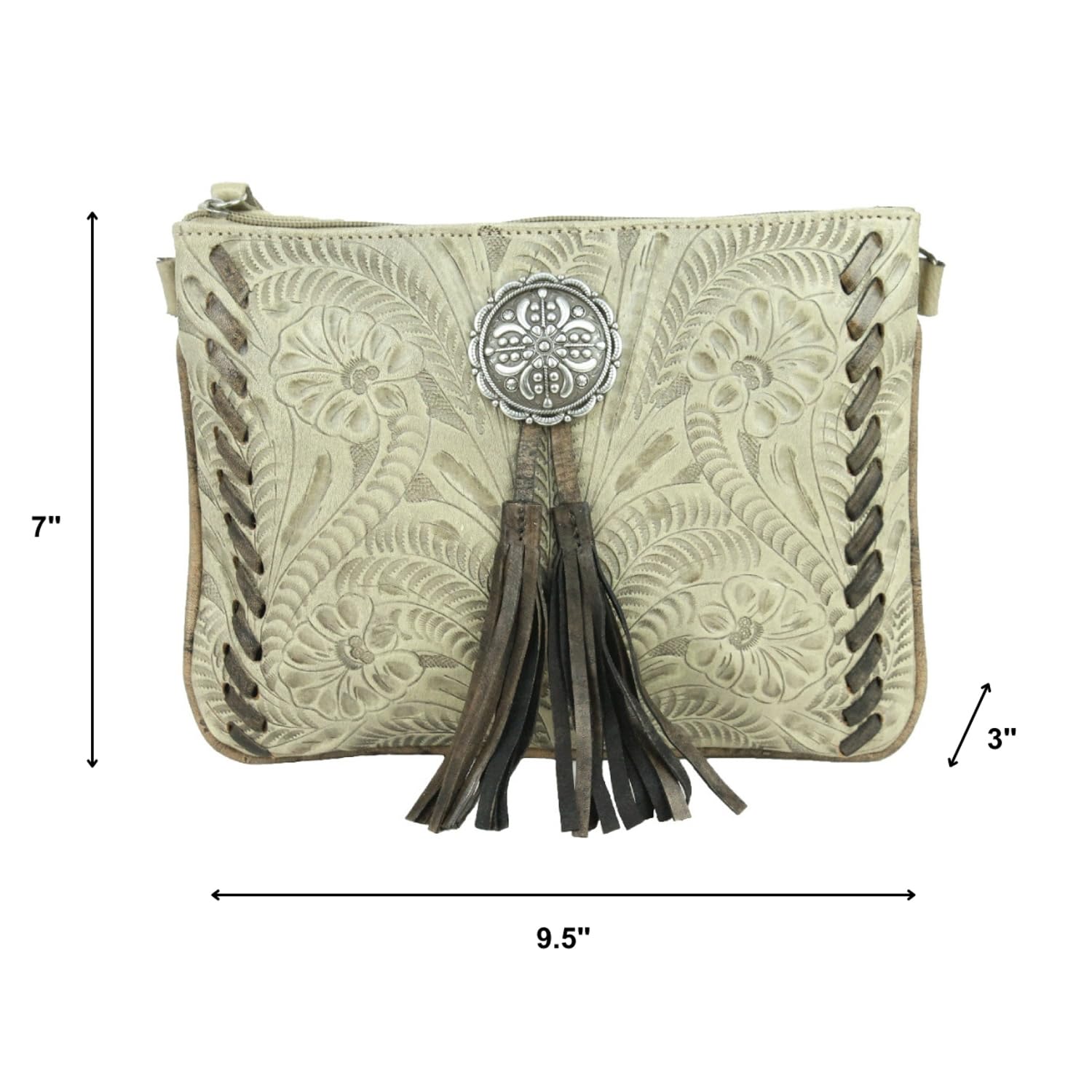 American West Leather Lariats & Lace Multi-Compartment Crossbody Bag for Women | Stylish Western Handbag with Multiple Pockets | Perfect for Travel, Shopping & Everyday Use