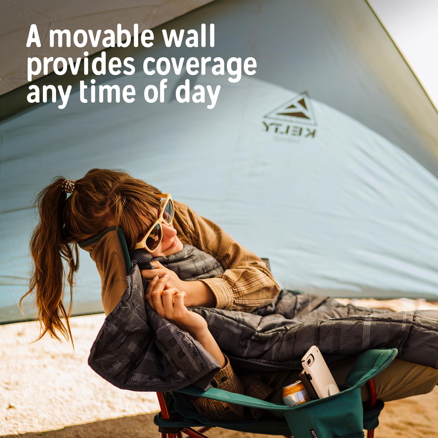 Kelty Sunshade UV Protection Pop Up Portable Shelter - Adjustable Side Walls & Wind Resistant for Beach, Camping, Soccer Games, Backyard | 2024 Model Outdoor Sun Shade for Picnics, Tailgating & Family Gatherings