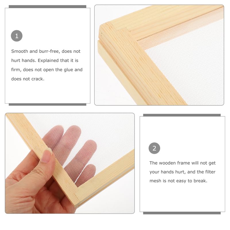 CORHAD Classic Wooden Frame Paper Making Kit - 2pcs DIY Handmade Paper Screen Printing Frames with Mould & Deckle - Perfect for Handcrafted Paper, Dried Flower Art, Scrapbooking & Home Decor - Natural Wood & Silk Screen